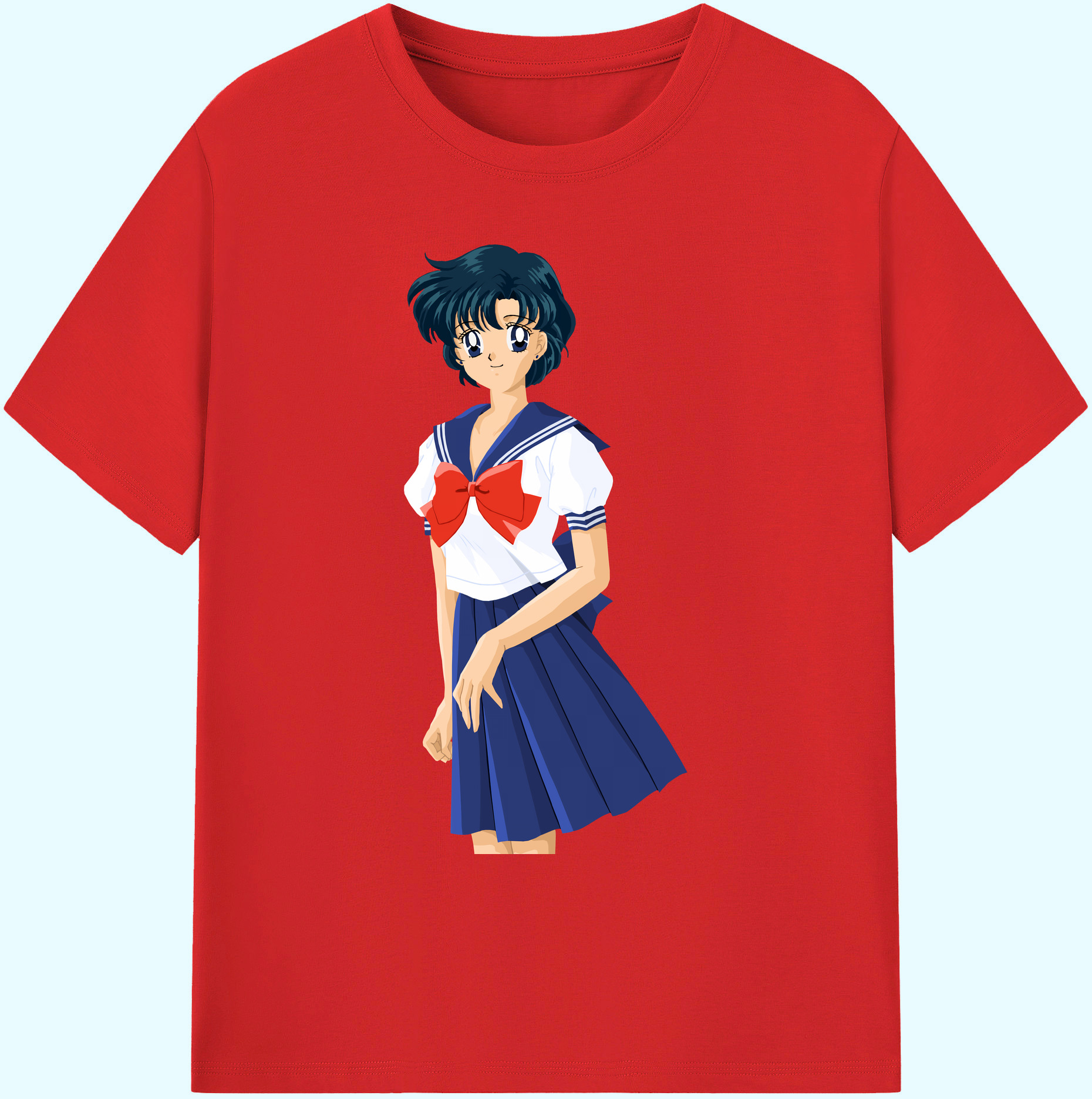 （画像用） 美少女戦士セーラームーン 水野 亜美 みずの あみ Sailor Moon Mizuno Ami 綿100％ メンズ半袖Tシャツ｜肌触りやわらか＆通気性