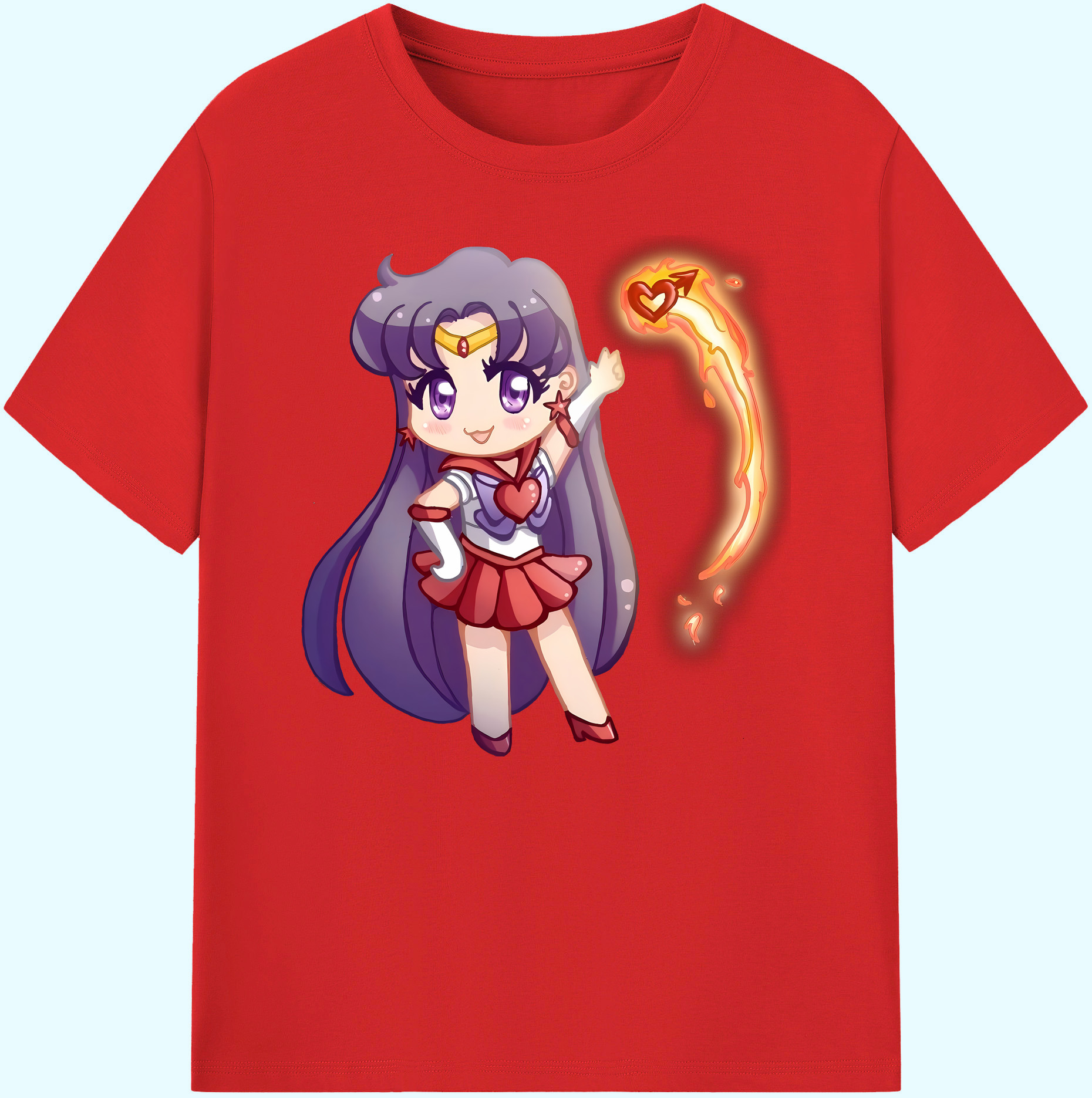 （画像用） 美少女戦士セーラームーン 火野レイ ひの レイ Sailor Moon Hino Rei （セーラーマーズ,Sailor Mars） 綿100％ メンズ半袖Tシャツ｜肌触りやわらか＆通気性