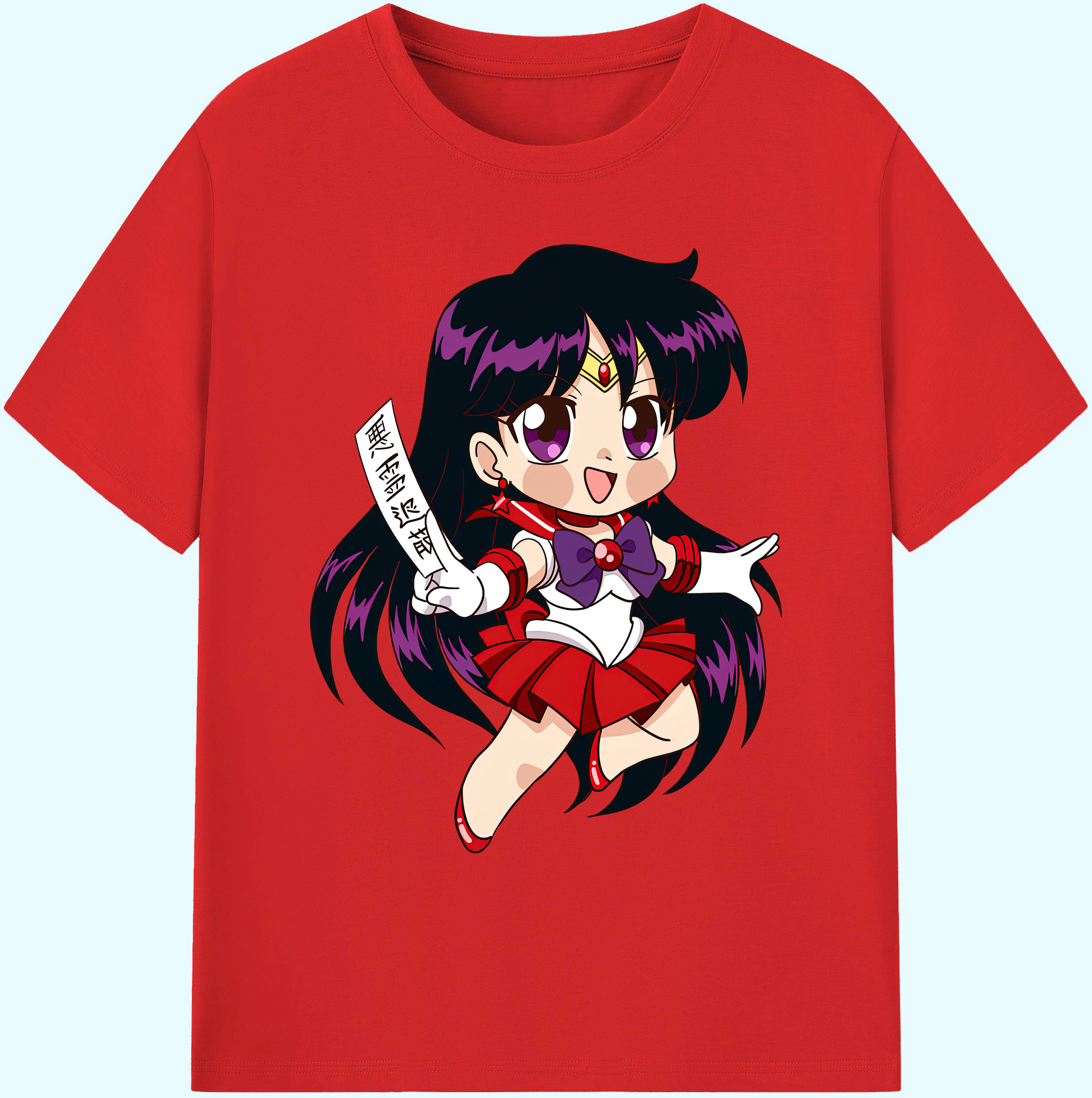（画像用） 美少女戦士セーラームーン 火野レイ ひの レイ Sailor Moon Hino Rei （セーラーマーズ,Sailor Mars） 綿100％ メンズ半袖Tシャツ｜肌触りやわらか＆通気性