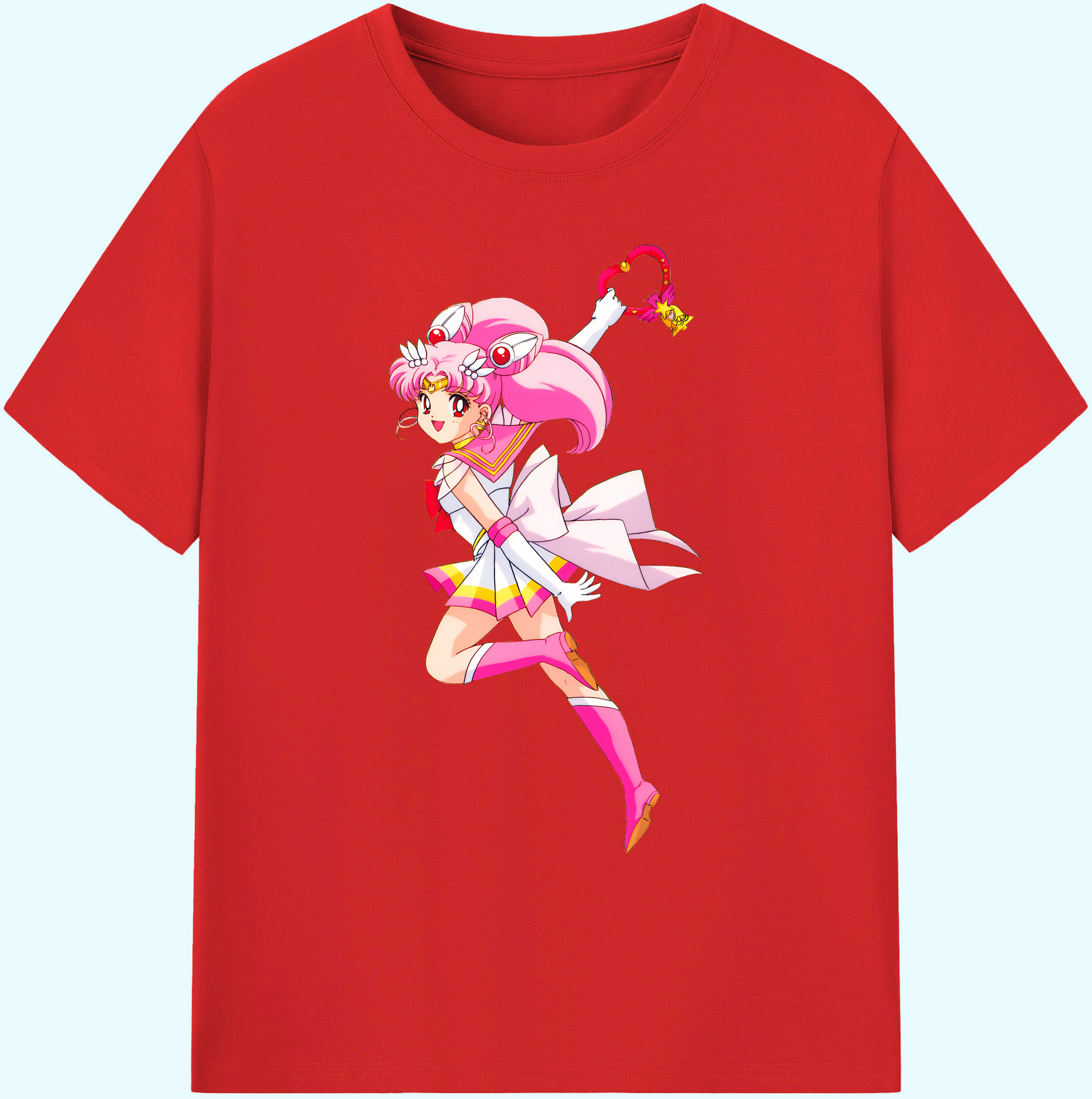 （画像用） 美少女戦士セーラームーン ちびうさ Sailor Moon Chibiusa Tsukino Usagi Small Lady Serenity 綿100％ メンズ半袖Tシャツ｜肌触りやわらか＆通気性