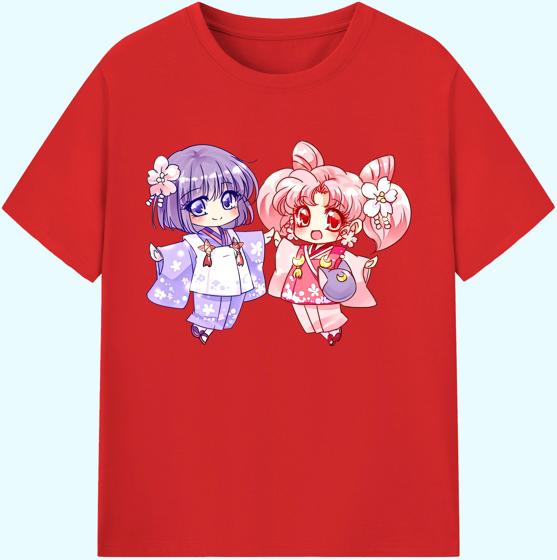 （画像用） 美少女戦士セーラームーン ちびうさ Sailor Moon Chibiusa Tsukino Usagi Small Lady Serenity 綿100％ メンズ半袖Tシャツ｜肌触りやわらか＆通気性
