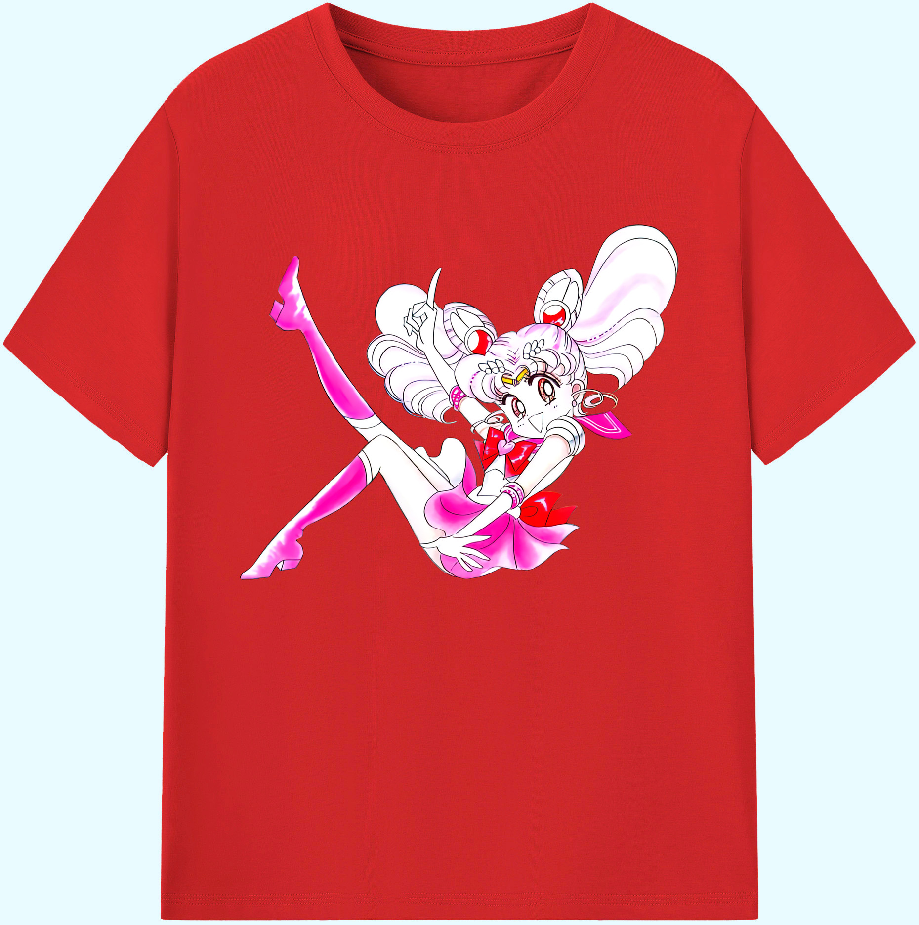 （画像用） 美少女戦士セーラームーン ちびうさ Sailor Moon Chibiusa Tsukino Usagi Small Lady Serenity 綿100％ メンズ半袖Tシャツ｜肌触りやわらか＆通気性