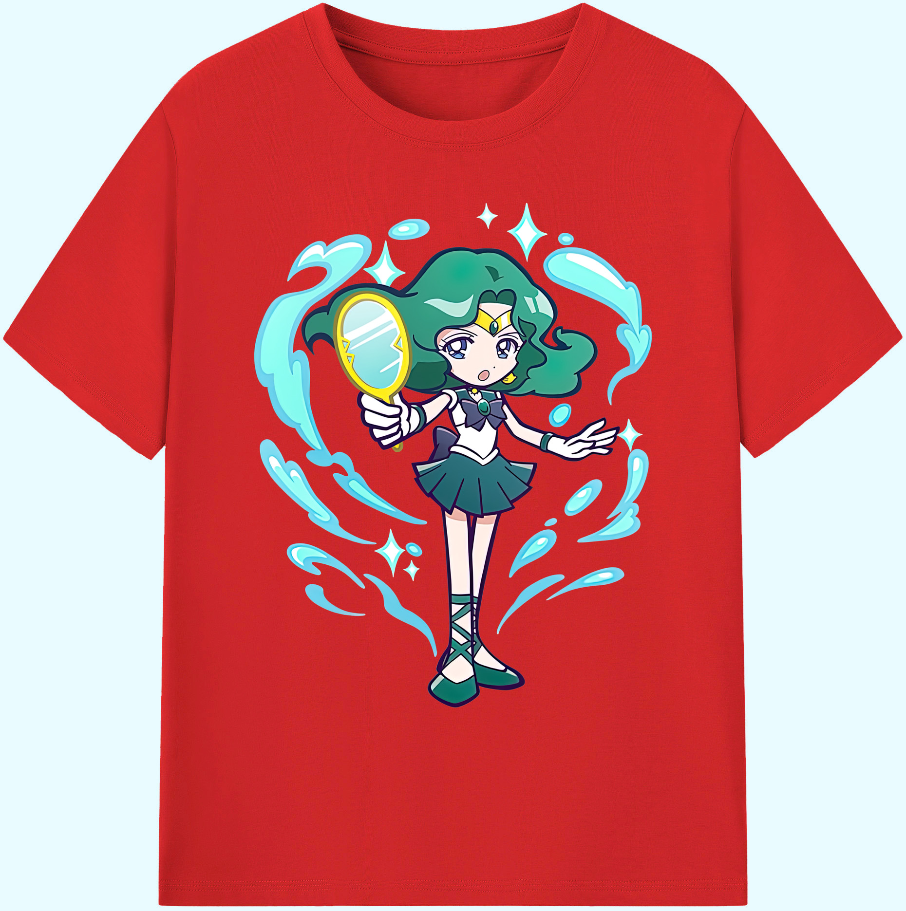 （画像用） 美少女戦士セーラームーン 海王 みちる（かいおう みちる） Sailor Moon Kaiou Michiru 綿100％ メンズ半袖Tシャツ｜肌触りやわらか＆通気性