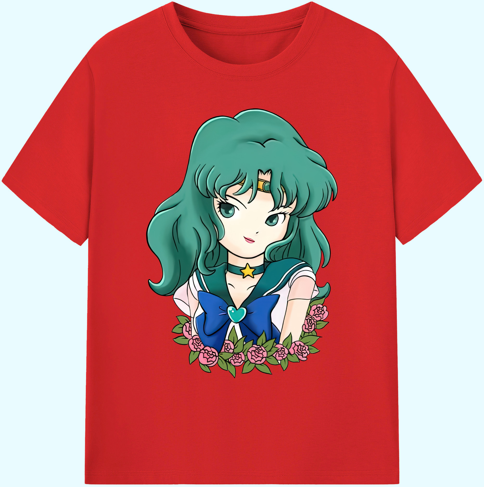 （画像用） 美少女戦士セーラームーン 海王 みちる（かいおう みちる） Sailor Moon Kaiou Michiru 綿100％ メンズ半袖Tシャツ｜肌触りやわらか＆通気性