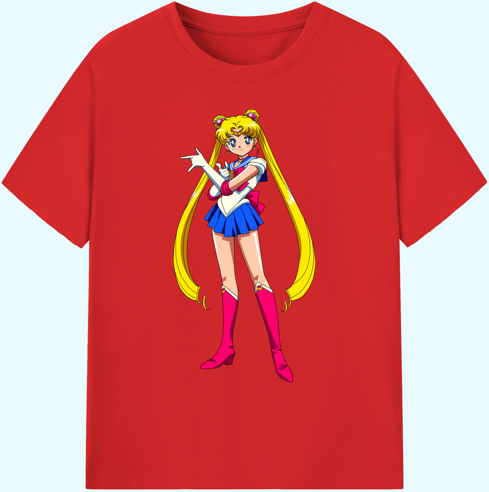 （画像用） 美少女戦士セーラームーン 月野 うさぎ つきの うさぎ Sailor Moon Tsukino Usagi 綿100％ メンズ半袖Tシャツ｜肌触りやわらか＆通気性