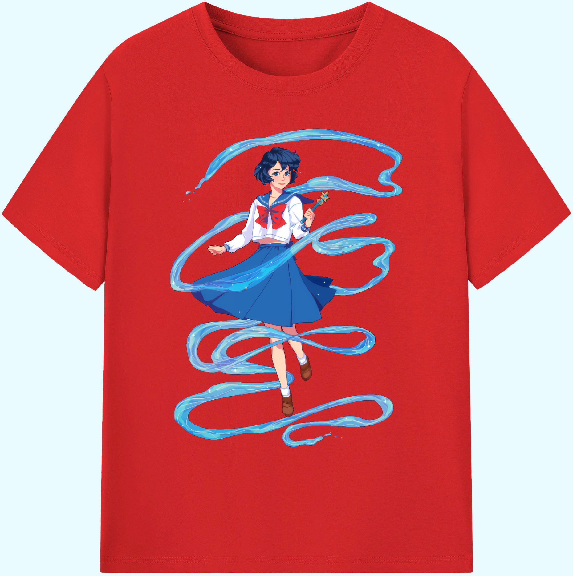 （画像用） 美少女戦士セーラームーン 水野 亜美 みずの あみ Sailor Moon Mizuno Ami 綿100％ メンズ半袖Tシャツ｜肌触りやわらか＆通気性