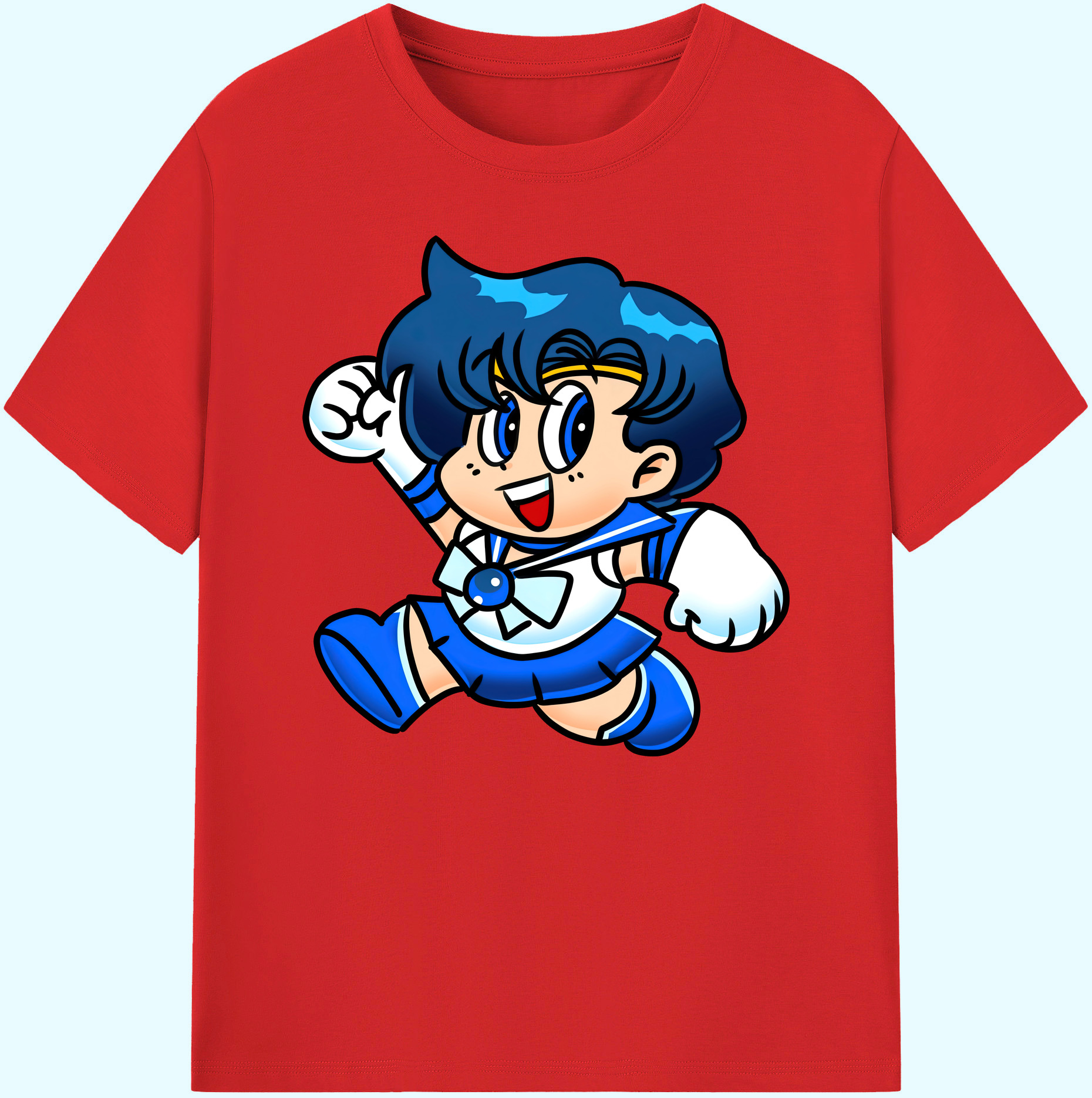 （画像用） 美少女戦士セーラームーン 水野 亜美 みずの あみ Sailor Moon Mizuno Ami 綿100％ メンズ半袖Tシャツ｜肌触りやわらか＆通気性