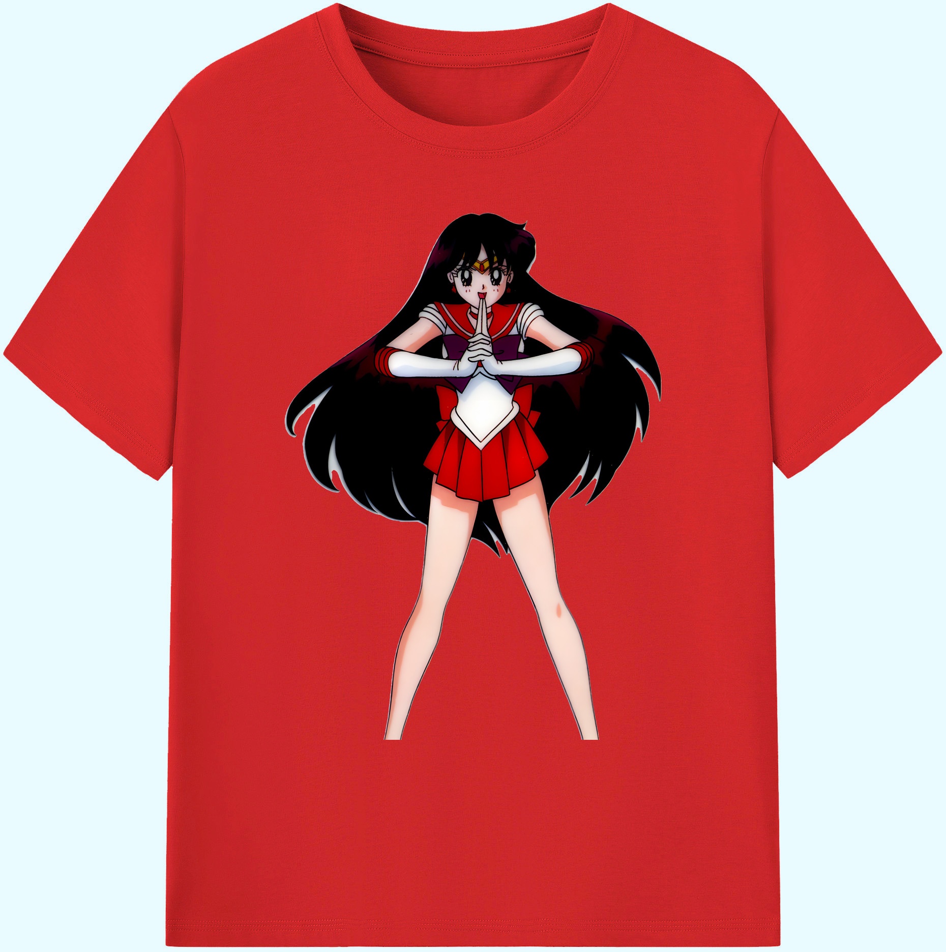 （画像用） 美少女戦士セーラームーン 火野レイ ひの レイ Sailor Moon Hino Rei （セーラーマーズ,Sailor Mars） 綿100％ メンズ半袖Tシャツ｜肌触りやわらか＆通気性
