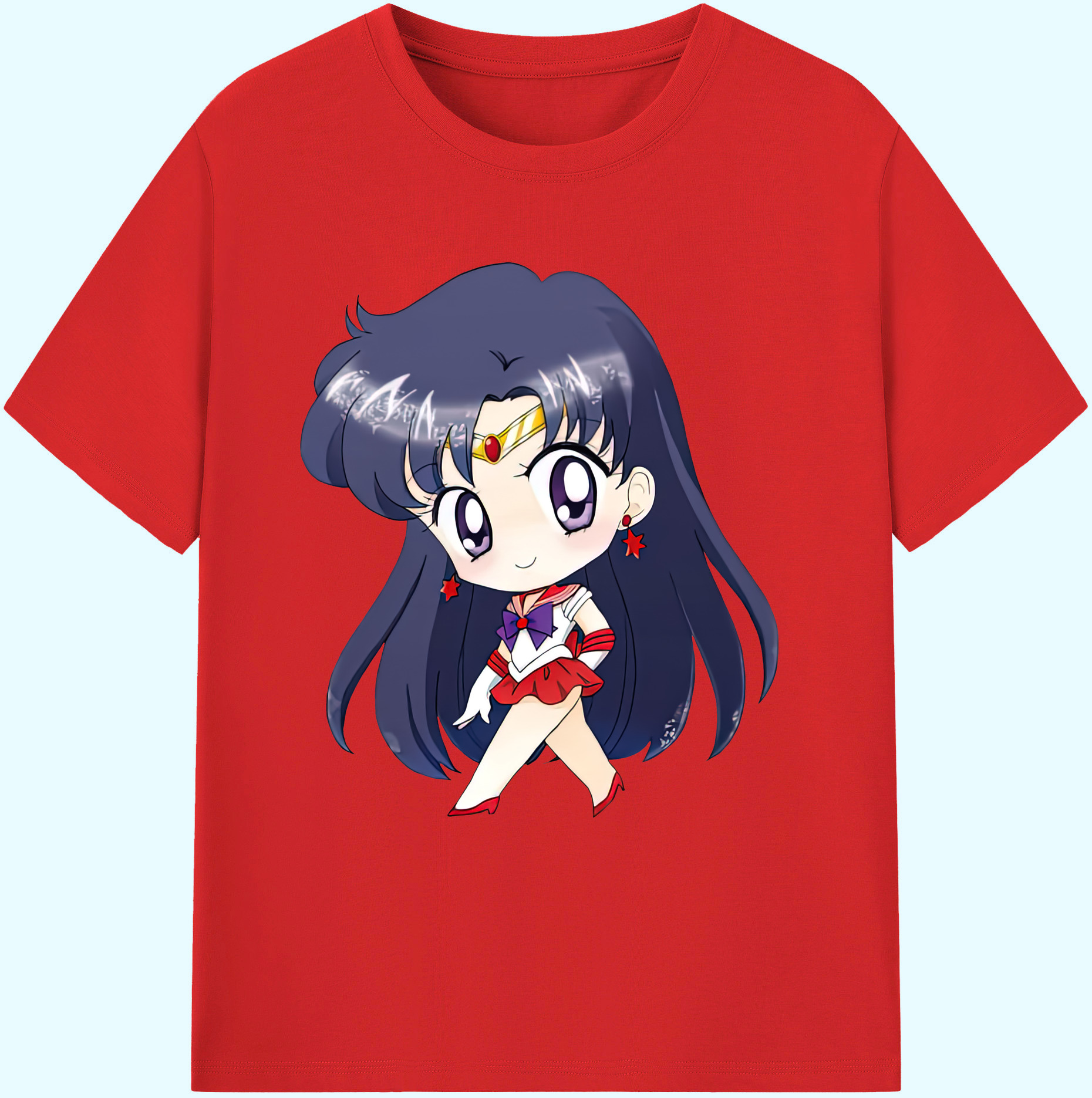 （画像用） 美少女戦士セーラームーン 火野レイ ひの レイ Sailor Moon Hino Rei （セーラーマーズ,Sailor Mars） 綿100％ メンズ半袖Tシャツ｜肌触りやわらか＆通気性