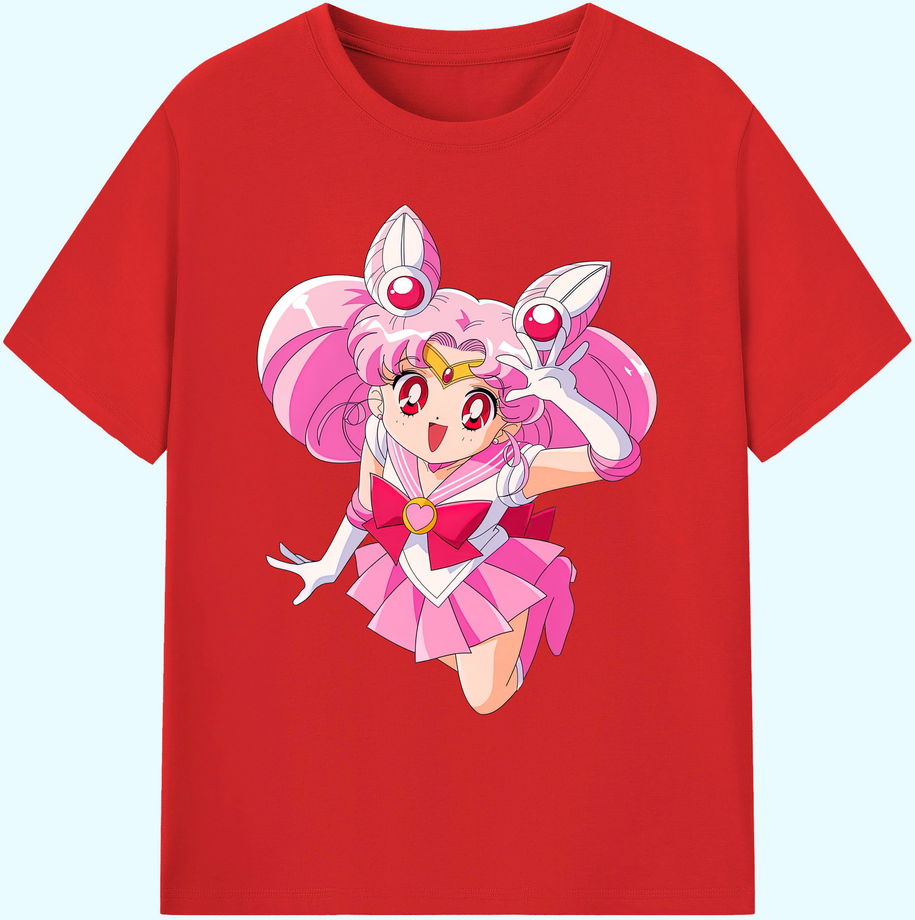 （画像用） 美少女戦士セーラームーン ちびうさ Sailor Moon Chibiusa Tsukino Usagi Small Lady Serenity 綿100％ メンズ半袖Tシャツ｜肌触りやわらか＆通気性
