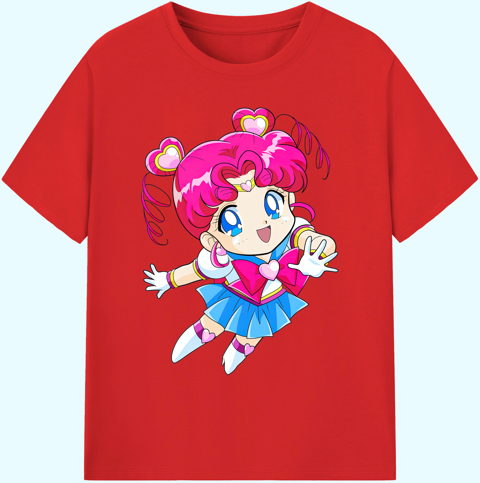 （画像用） 美少女戦士セーラームーン ちびうさ Sailor Moon Chibiusa Tsukino Usagi Small Lady Serenity 綿100％ メンズ半袖Tシャツ｜肌触りやわらか＆通気性
