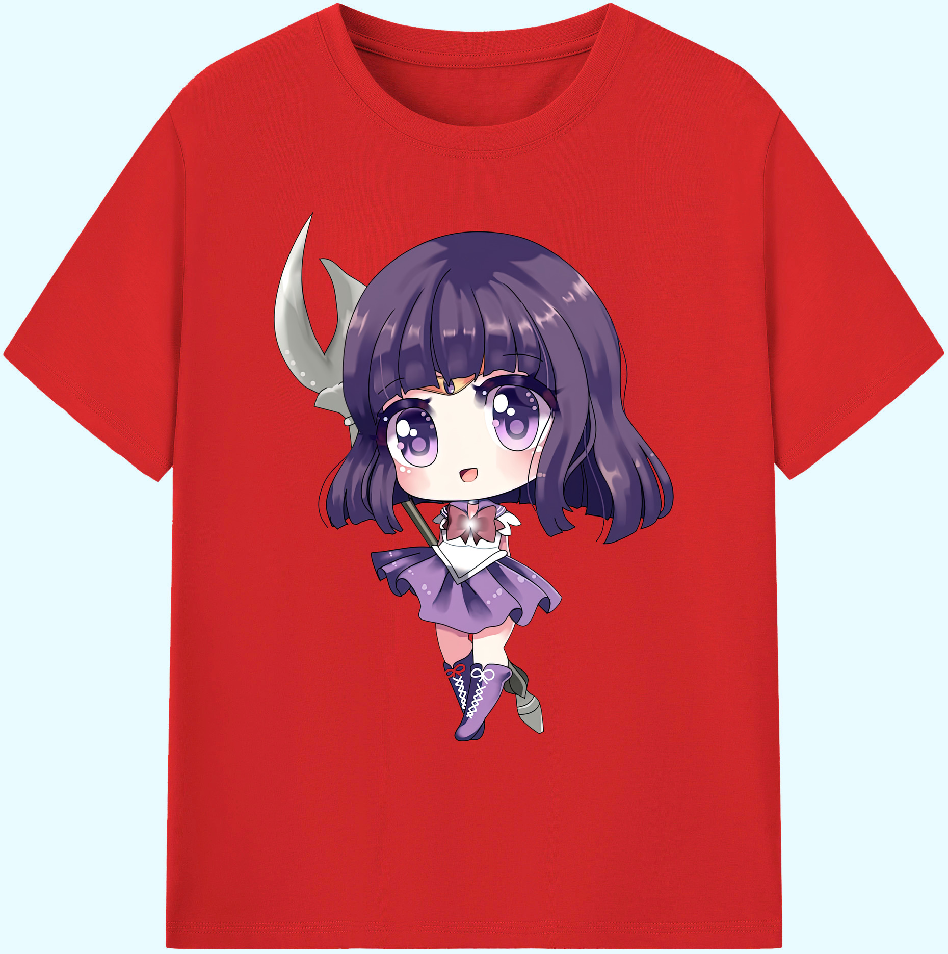 （画像用） 美少女戦士セーラームーン 土萠ほたる Sailor Moon Tomoe Hotaru （セーラーサターン；Sailor Saturn） 綿100％ メンズ半袖Tシャツ｜肌触りやわらか＆通気性
