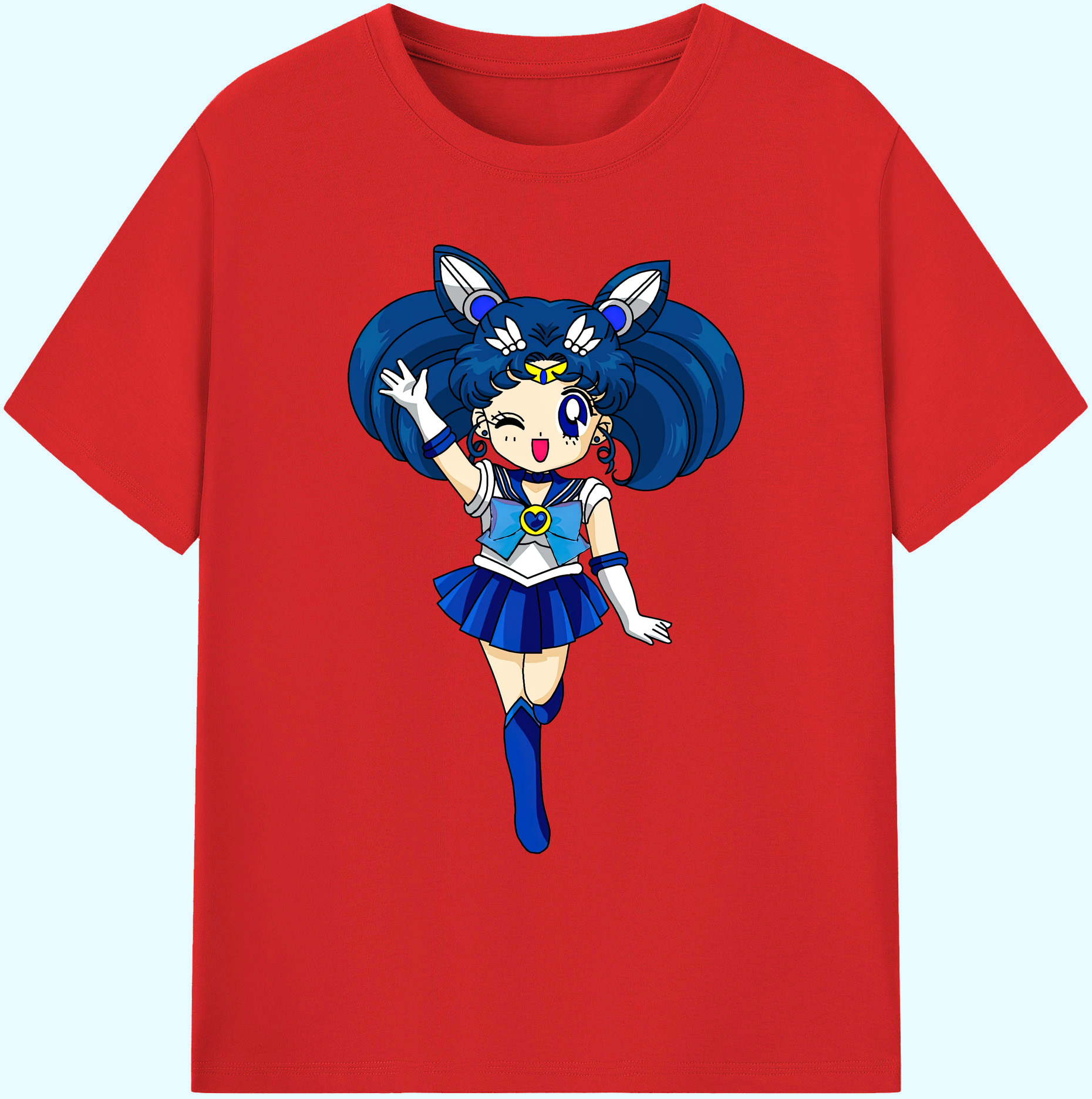 （画像用） 美少女戦士セーラームーン 水野 亜美 みずの あみ Sailor Moon Mizuno Ami 綿100％ メンズ半袖Tシャツ｜肌触りやわらか＆通気性