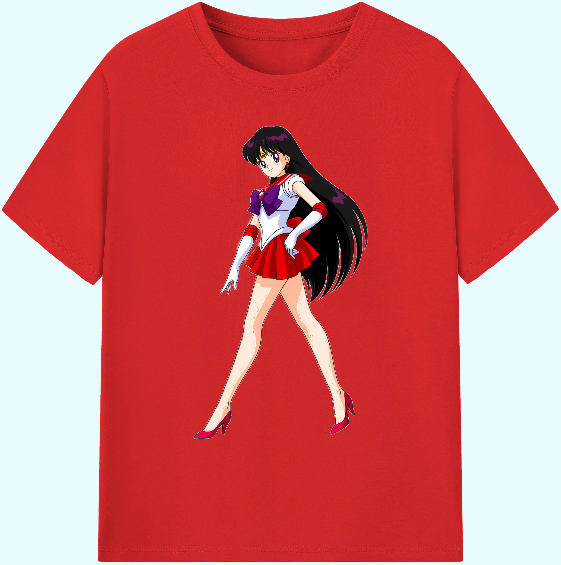 （画像用） 美少女戦士セーラームーン 火野レイ ひの レイ Sailor Moon Hino Rei （セーラーマーズ,Sailor Mars） 綿100％ メンズ半袖Tシャツ｜肌触りやわらか＆通気性
