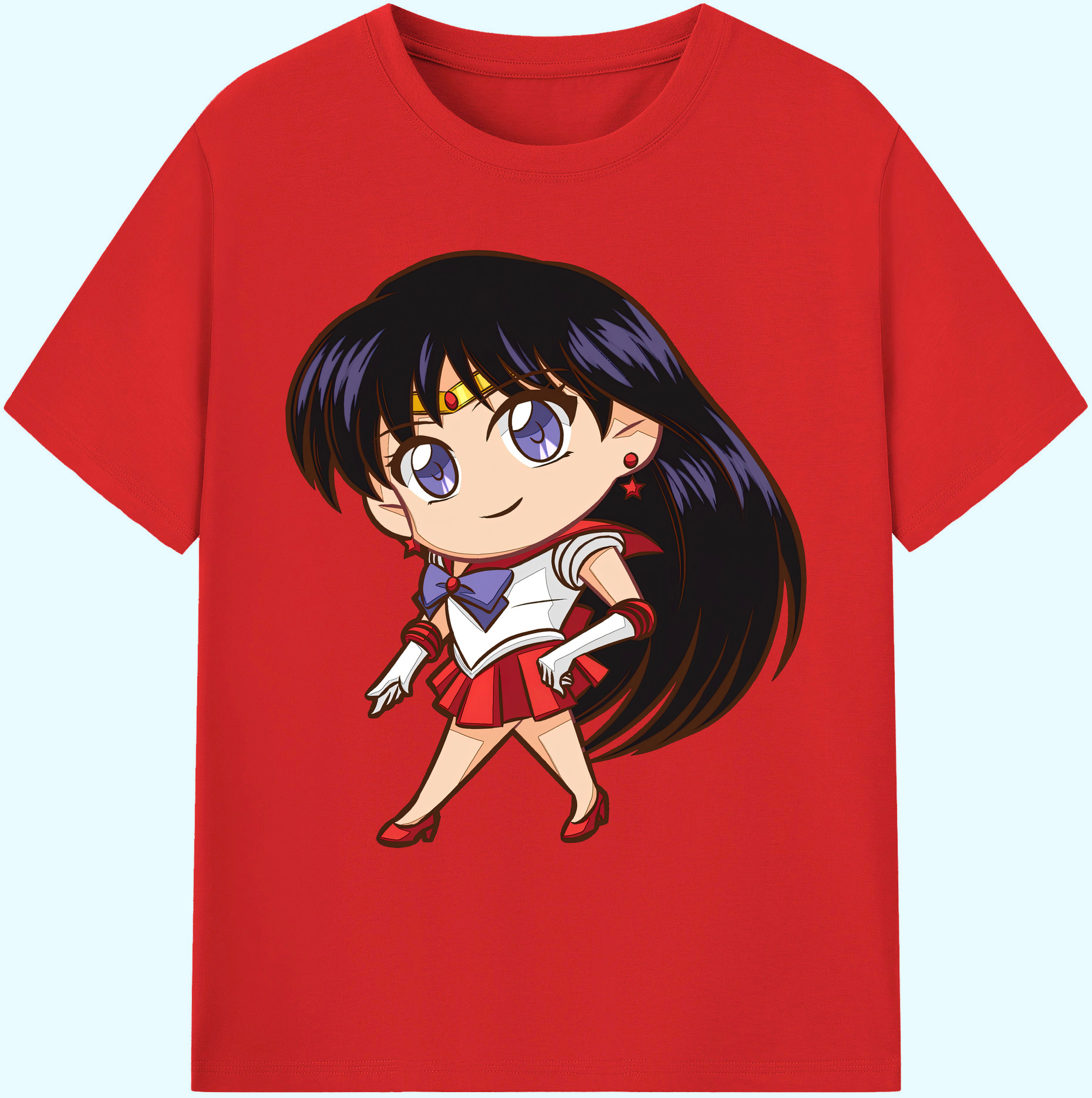 （画像用） 美少女戦士セーラームーン 火野レイ ひの レイ Sailor Moon Hino Rei （セーラーマーズ,Sailor Mars） 綿100％ メンズ半袖Tシャツ｜肌触りやわらか＆通気性