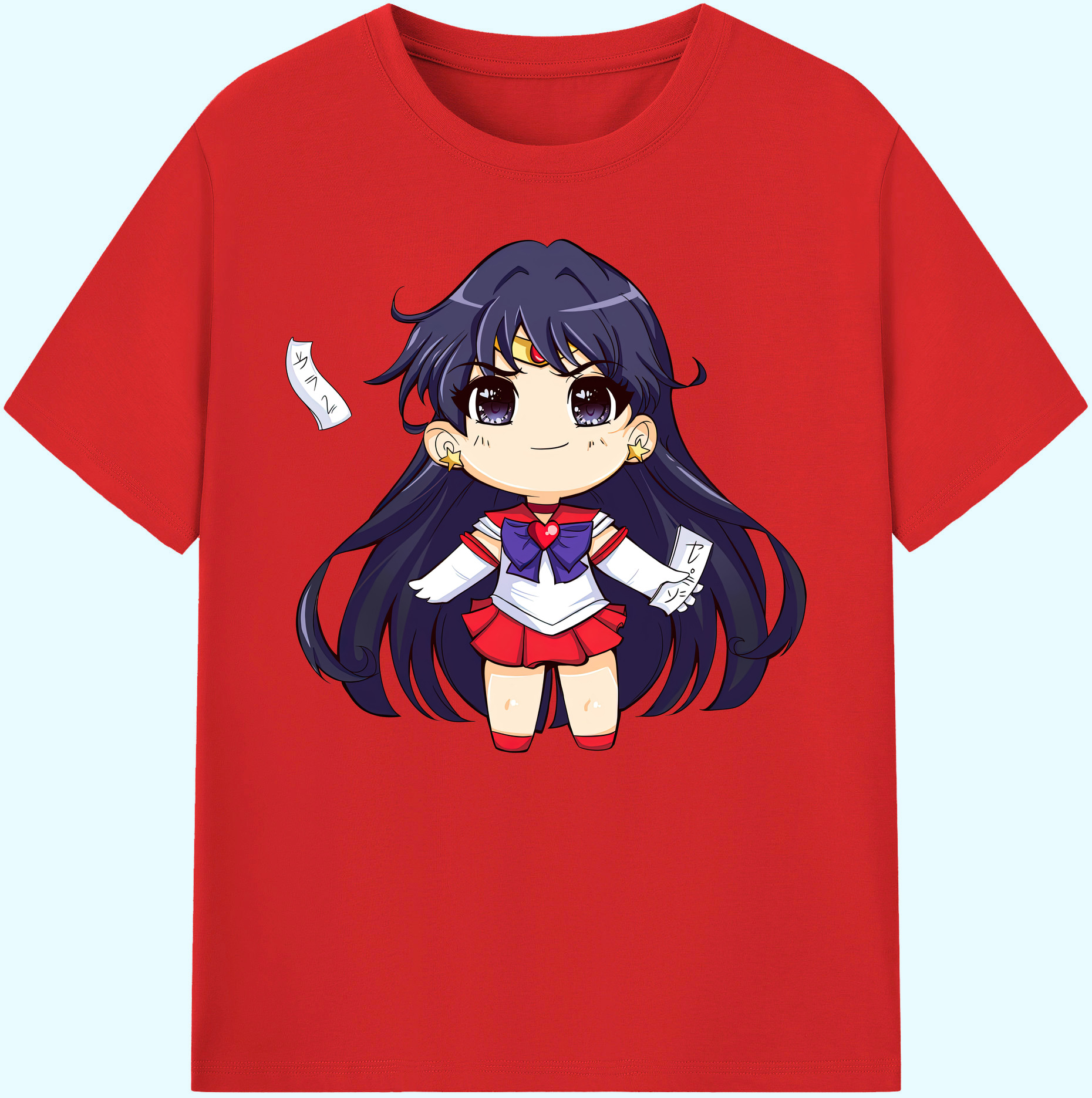 （画像用） 美少女戦士セーラームーン 火野レイ ひの レイ Sailor Moon Hino Rei （セーラーマーズ,Sailor Mars） 綿100％ メンズ半袖Tシャツ｜肌触りやわらか＆通気性