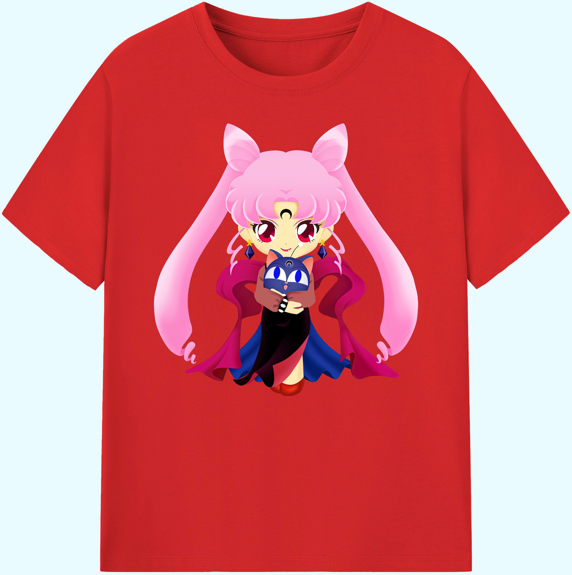 （画像用） 美少女戦士セーラームーン ちびうさ Sailor Moon Chibiusa Tsukino Usagi Small Lady Serenity 綿100％ メンズ半袖Tシャツ｜肌触りやわらか＆通気性