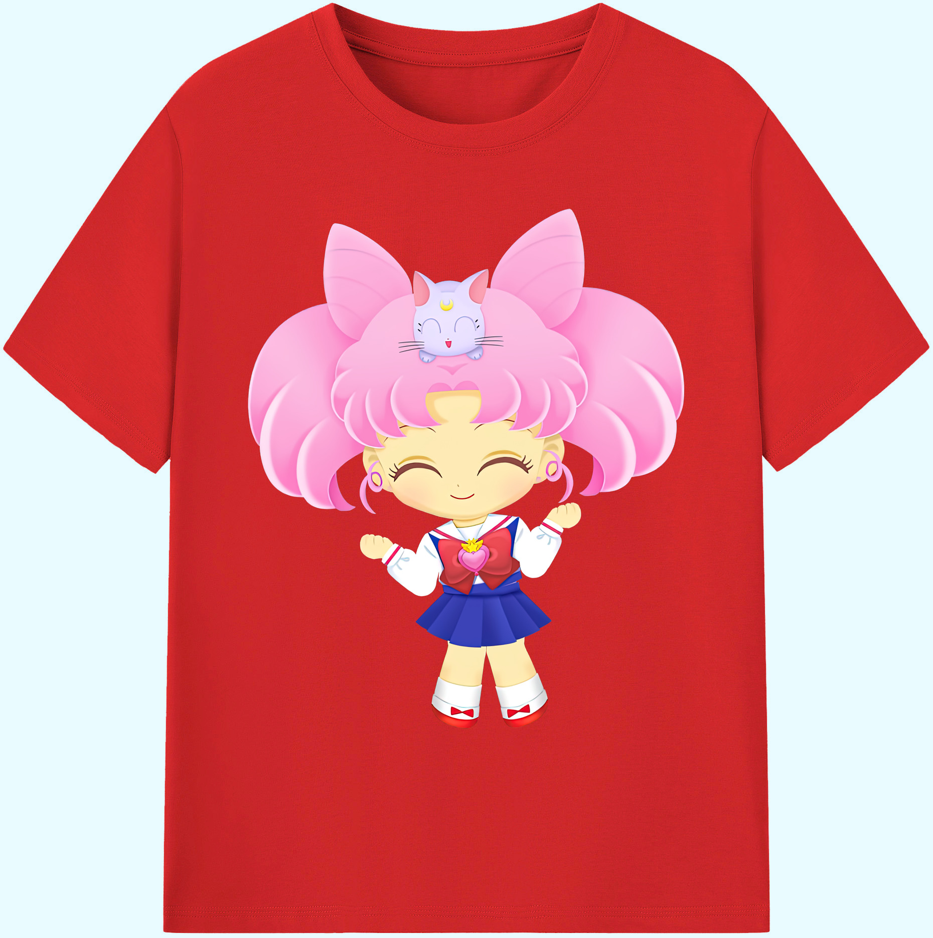 （画像用） 美少女戦士セーラームーン ちびうさ Sailor Moon Chibiusa Tsukino Usagi Small Lady Serenity 綿100％ メンズ半袖Tシャツ｜肌触りやわらか＆通気性