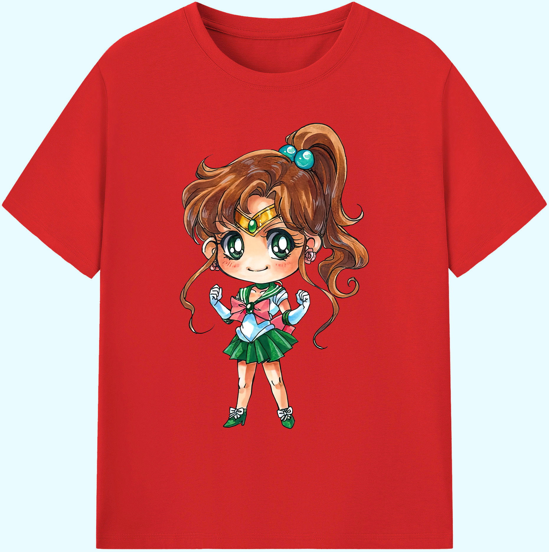 （画像用） 美少女戦士セーラームーン 木野 まこと きの まこと Sailor Moon Kino Makoto （セーラージュピター；Sailor Jupiter） 綿100％ メンズ半袖Tシャツ｜肌触りやわらか＆通気性