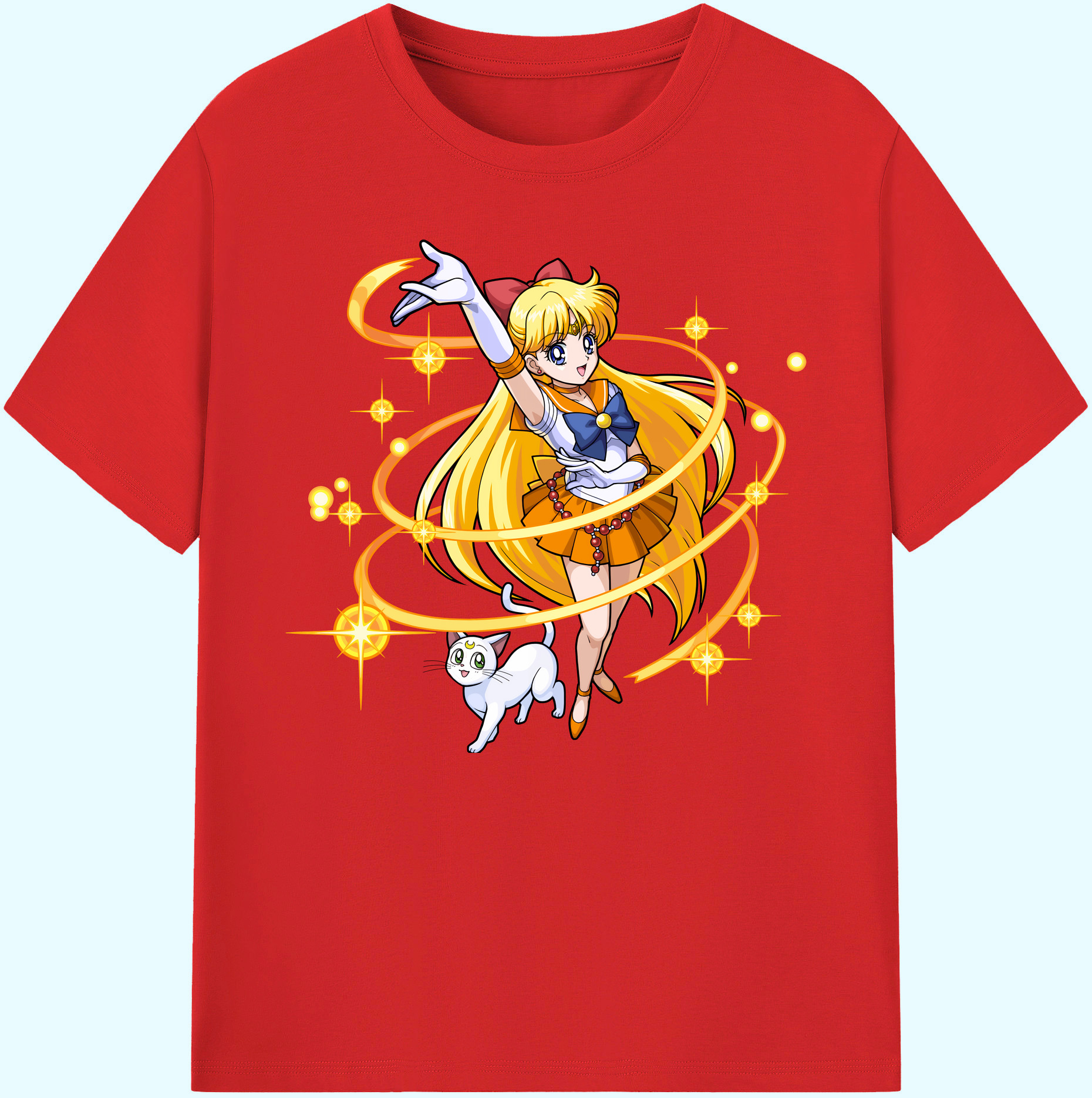 （画像用） 美少女戦士セーラームーン 愛野 美奈子 あいの みなこ Sailor Moon Aino Minako 綿100％ メンズ半袖Tシャツ｜肌触りやわらか＆通気性
