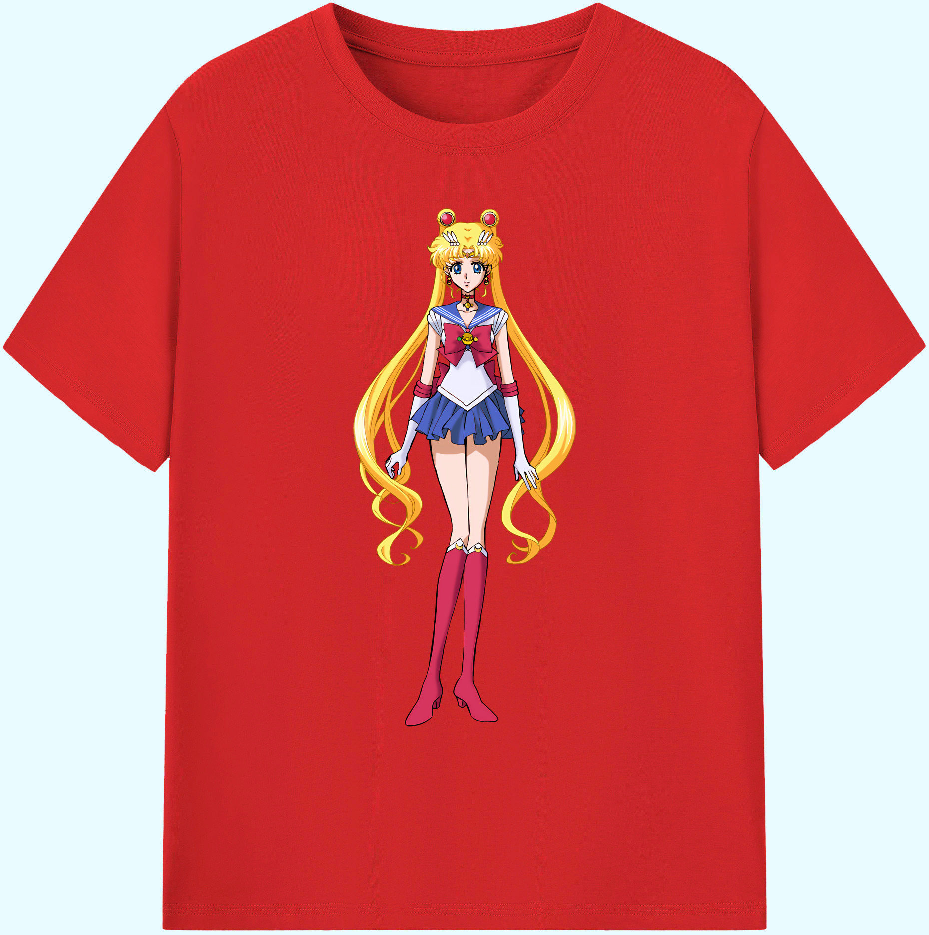 （画像用） 美少女戦士セーラームーン 月野 うさぎ つきの うさぎ Sailor Moon Tsukino Usagi 綿100％ メンズ半袖Tシャツ｜肌触りやわらか＆通気性