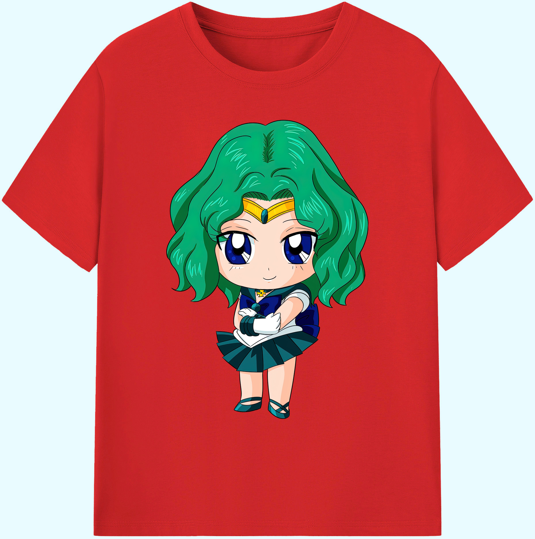 （画像用） 美少女戦士セーラームーン 海王 みちる（かいおう みちる） Sailor Moon Kaiou Michiru 綿100％ メンズ半袖Tシャツ｜肌触りやわらか＆通気性