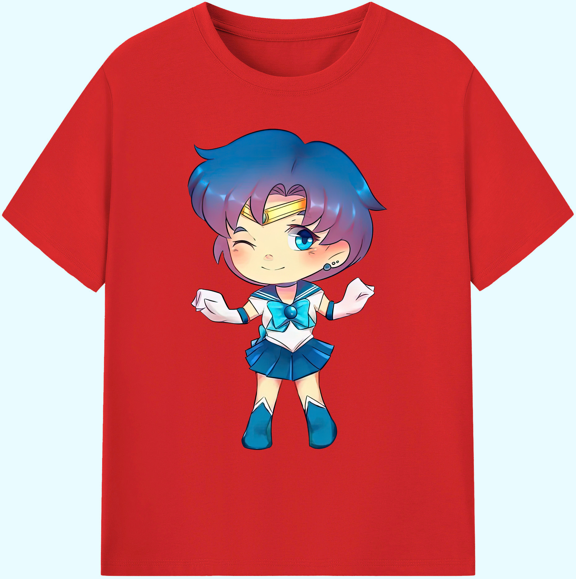 （画像用） 美少女戦士セーラームーン 水野 亜美 みずの あみ Sailor Moon Mizuno Ami 綿100％ メンズ半袖Tシャツ｜肌触りやわらか＆通気性