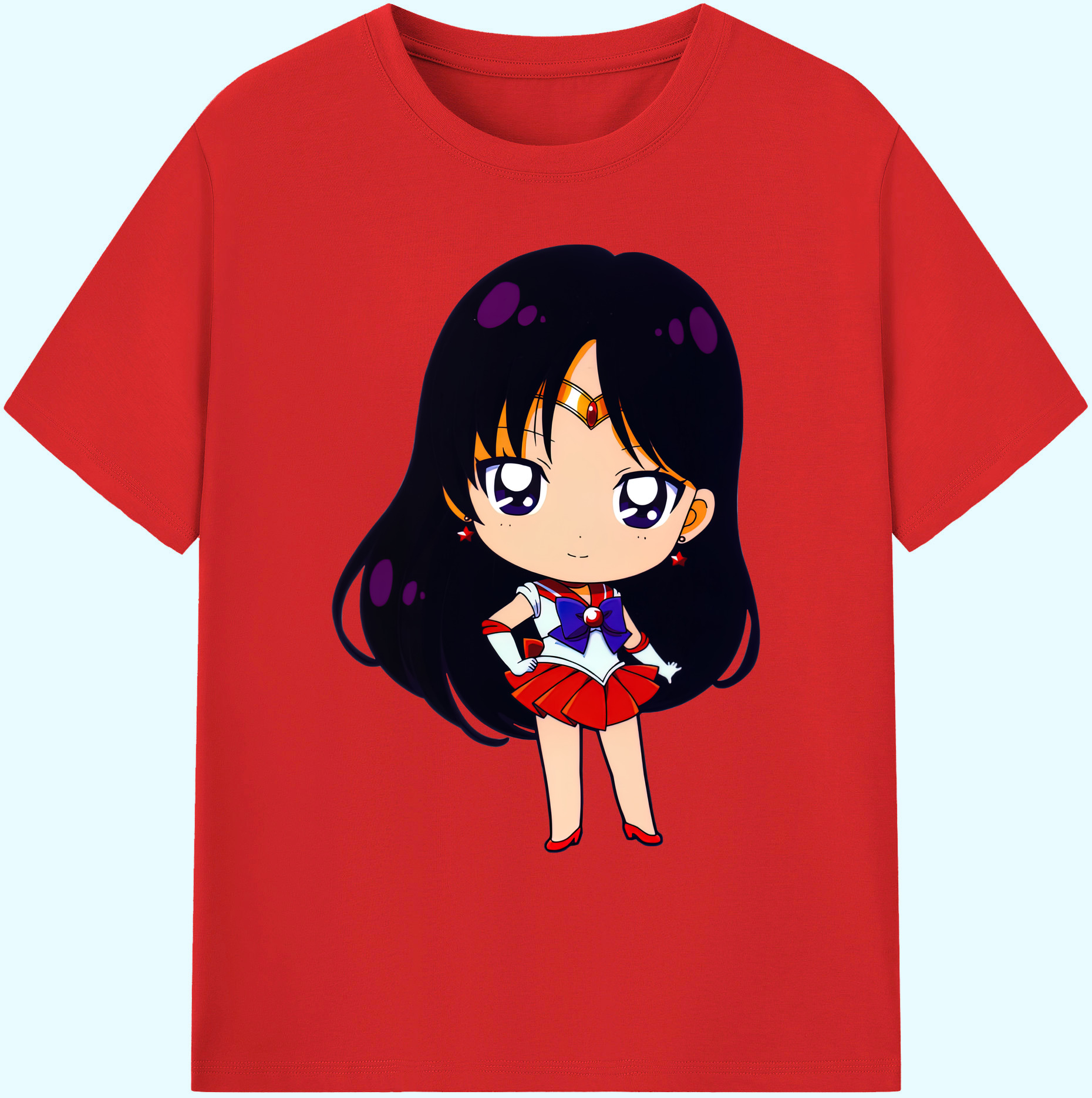 （画像用） 美少女戦士セーラームーン 火野レイ ひの レイ Sailor Moon Hino Rei （セーラーマーズ,Sailor Mars） 綿100％ メンズ半袖Tシャツ｜肌触りやわらか＆通気性