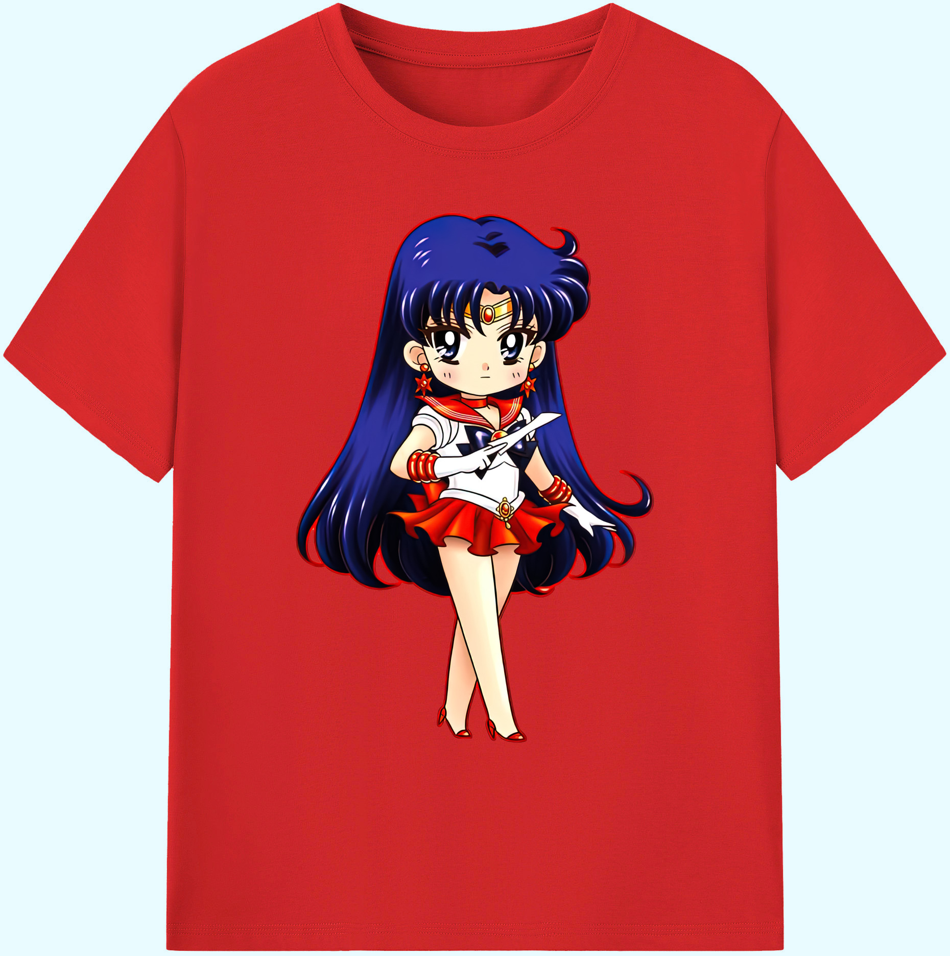 （画像用） 美少女戦士セーラームーン 火野レイ ひの レイ Sailor Moon Hino Rei （セーラーマーズ,Sailor Mars） 綿100％ メンズ半袖Tシャツ｜肌触りやわらか＆通気性