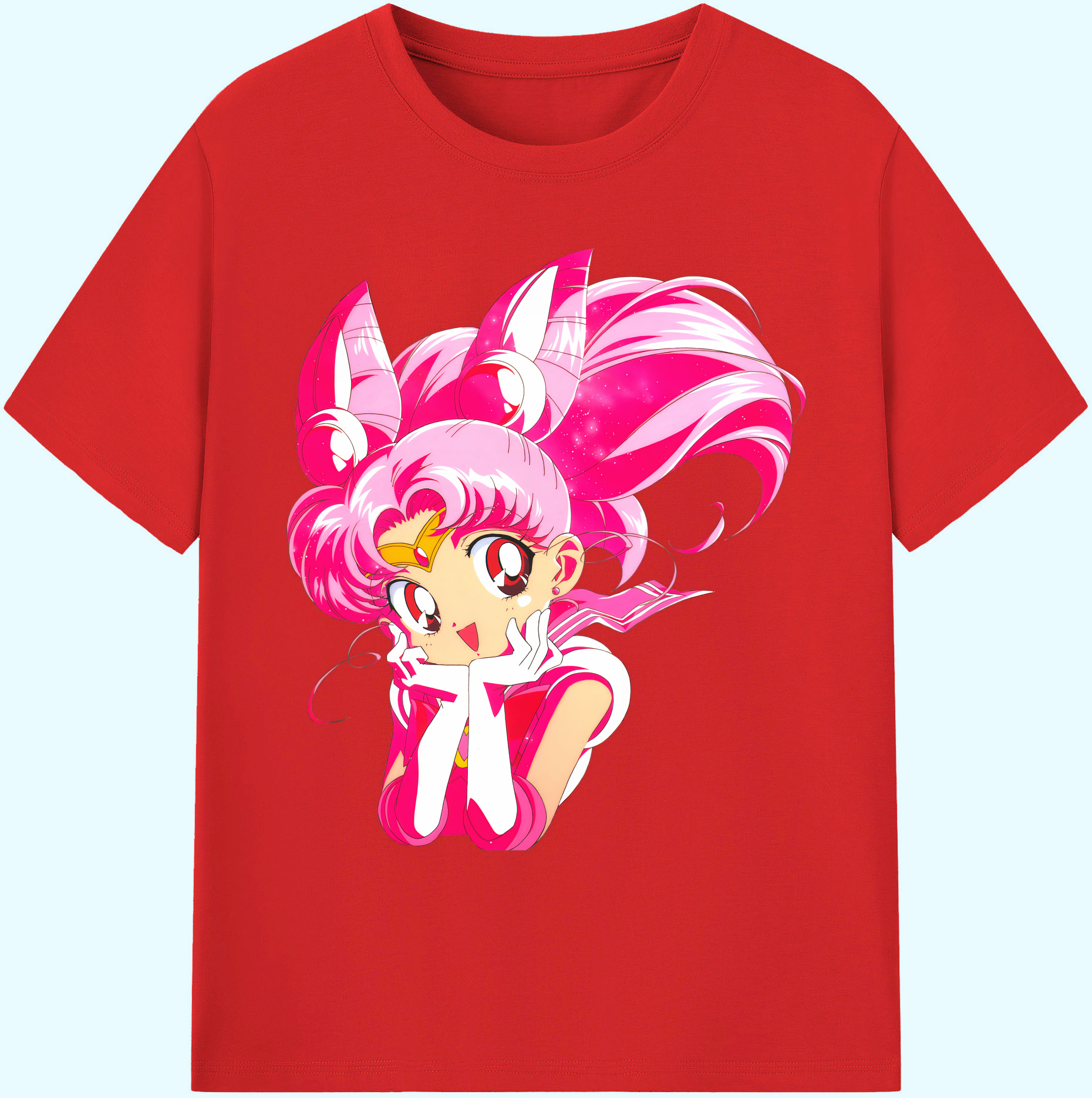 （画像用） 美少女戦士セーラームーン ちびうさ Sailor Moon Chibiusa Tsukino Usagi Small Lady Serenity 綿100％ メンズ半袖Tシャツ｜肌触りやわらか＆通気性