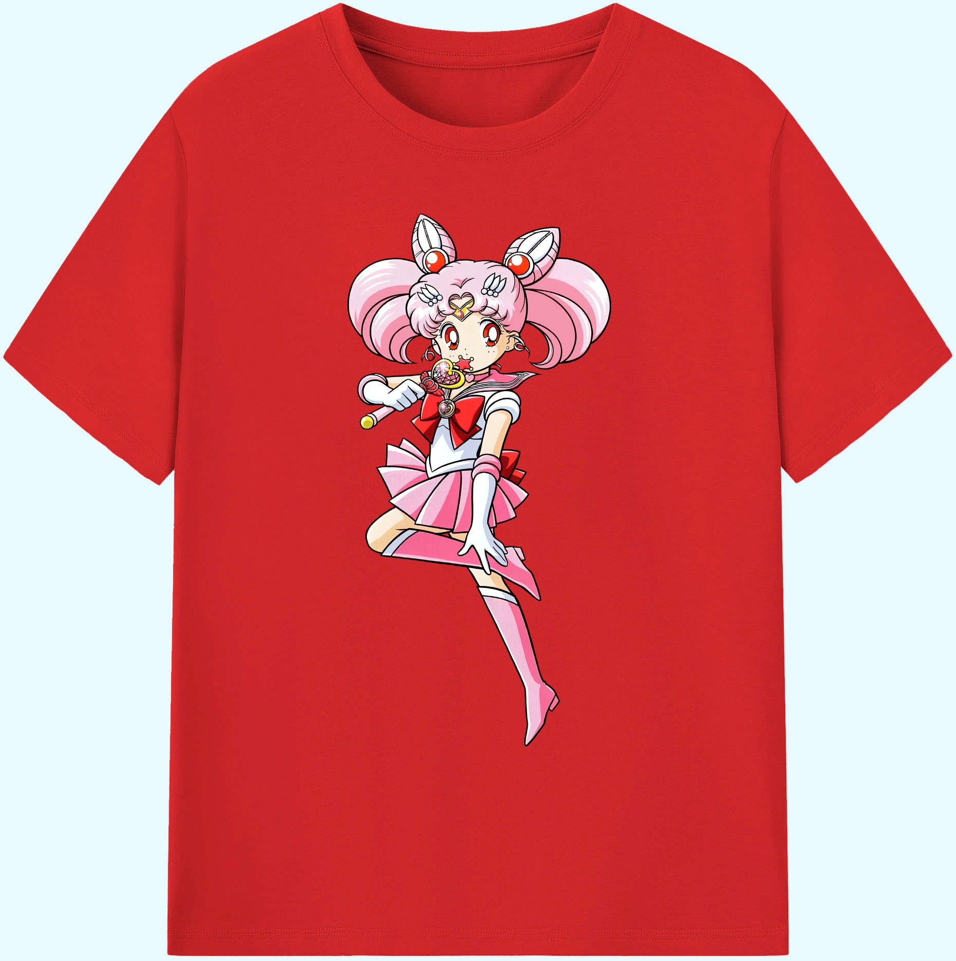（画像用） 美少女戦士セーラームーン ちびうさ Sailor Moon Chibiusa Tsukino Usagi Small Lady Serenity 綿100％ メンズ半袖Tシャツ｜肌触りやわらか＆通気性