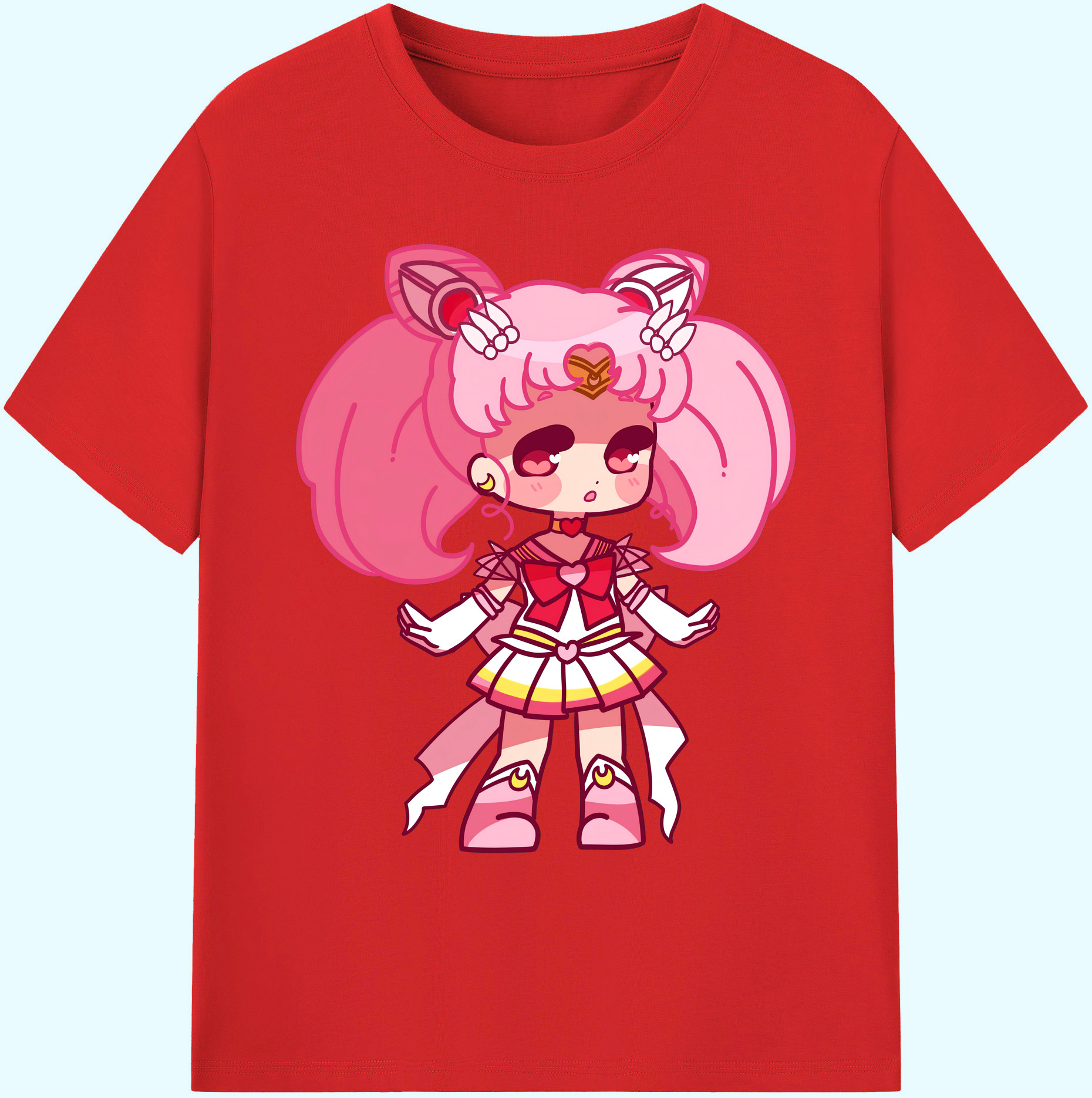 （画像用） 美少女戦士セーラームーン ちびうさ Sailor Moon Chibiusa Tsukino Usagi Small Lady Serenity 綿100％ メンズ半袖Tシャツ｜肌触りやわらか＆通気性