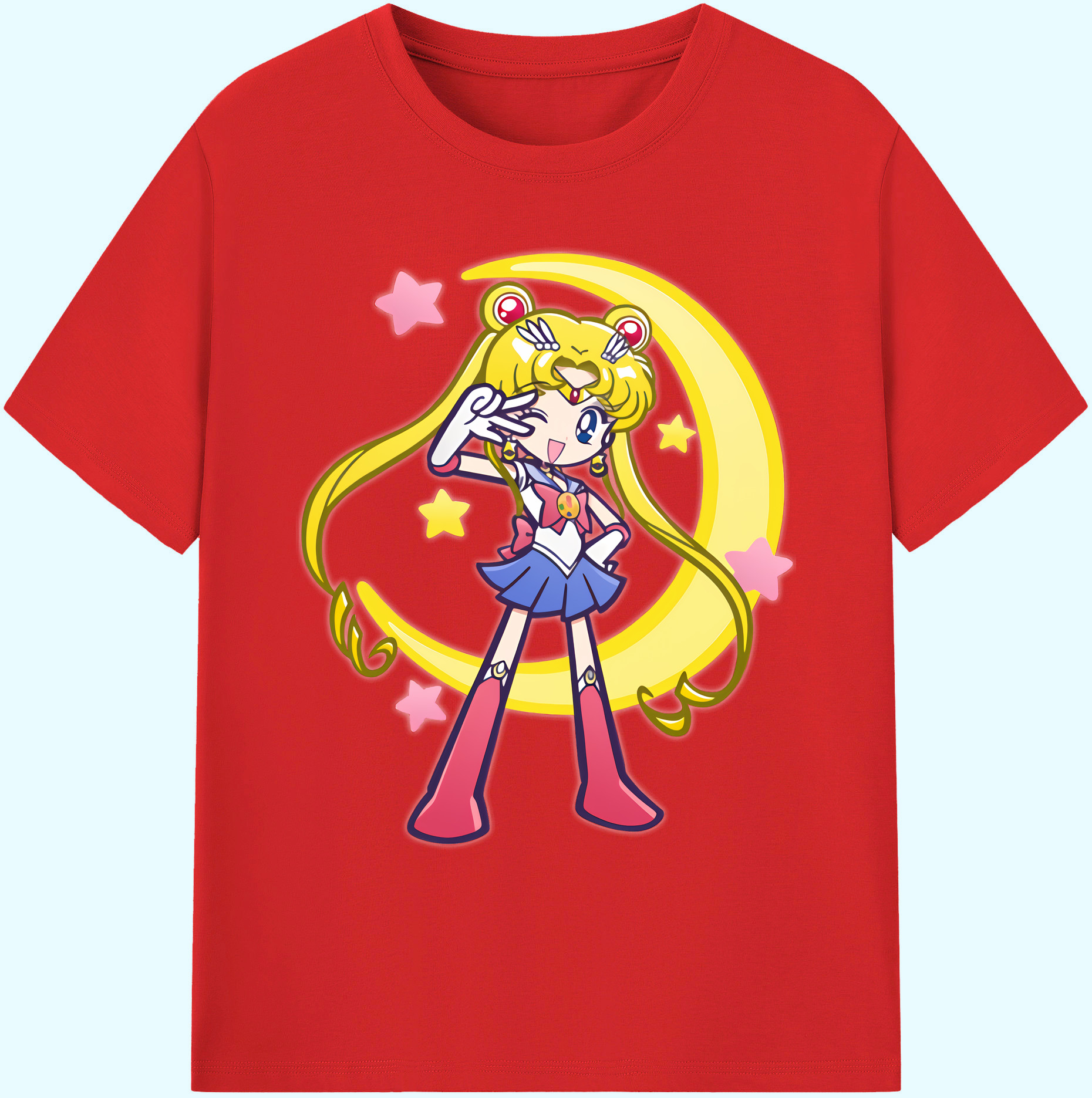 （画像用） 美少女戦士セーラームーン 月野 うさぎ つきの うさぎ Sailor Moon Tsukino Usagi 綿100％ メンズ半袖Tシャツ｜肌触りやわらか＆通気性
