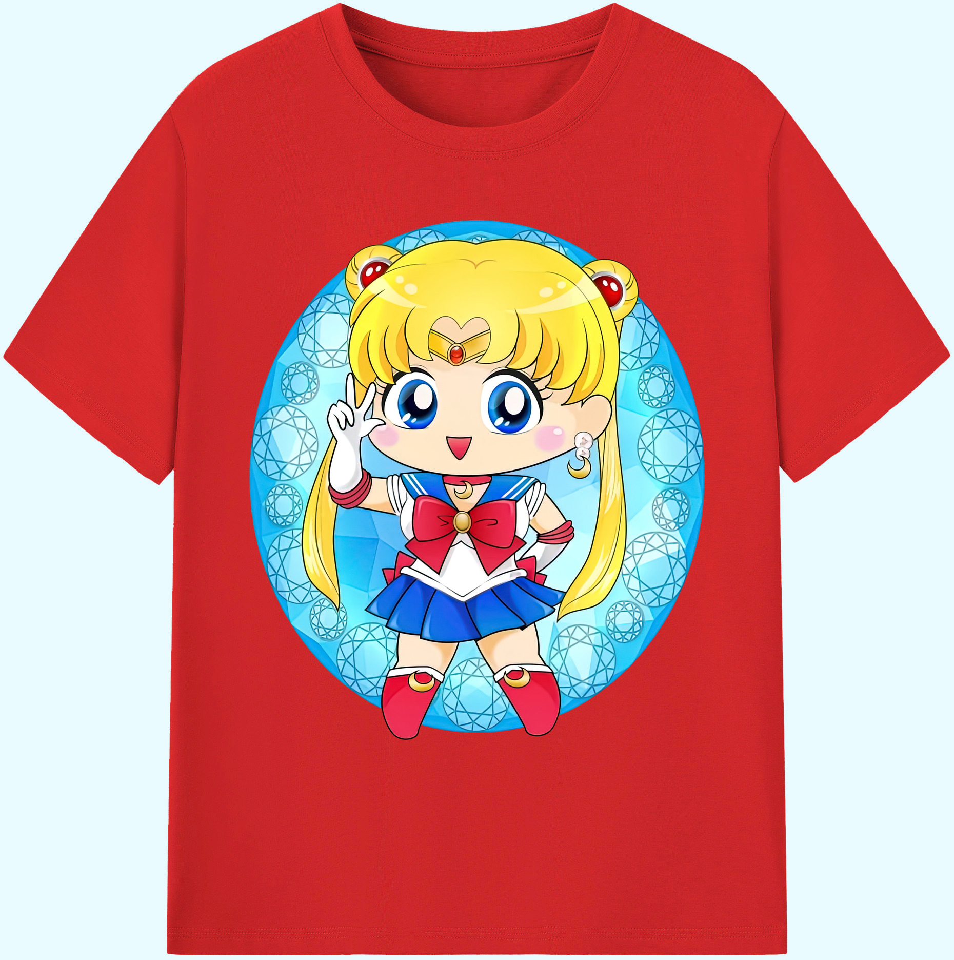 （画像用） 美少女戦士セーラームーン 月野 うさぎ つきの うさぎ Sailor Moon Tsukino Usagi 綿100％ メンズ半袖Tシャツ｜肌触りやわらか＆通気性