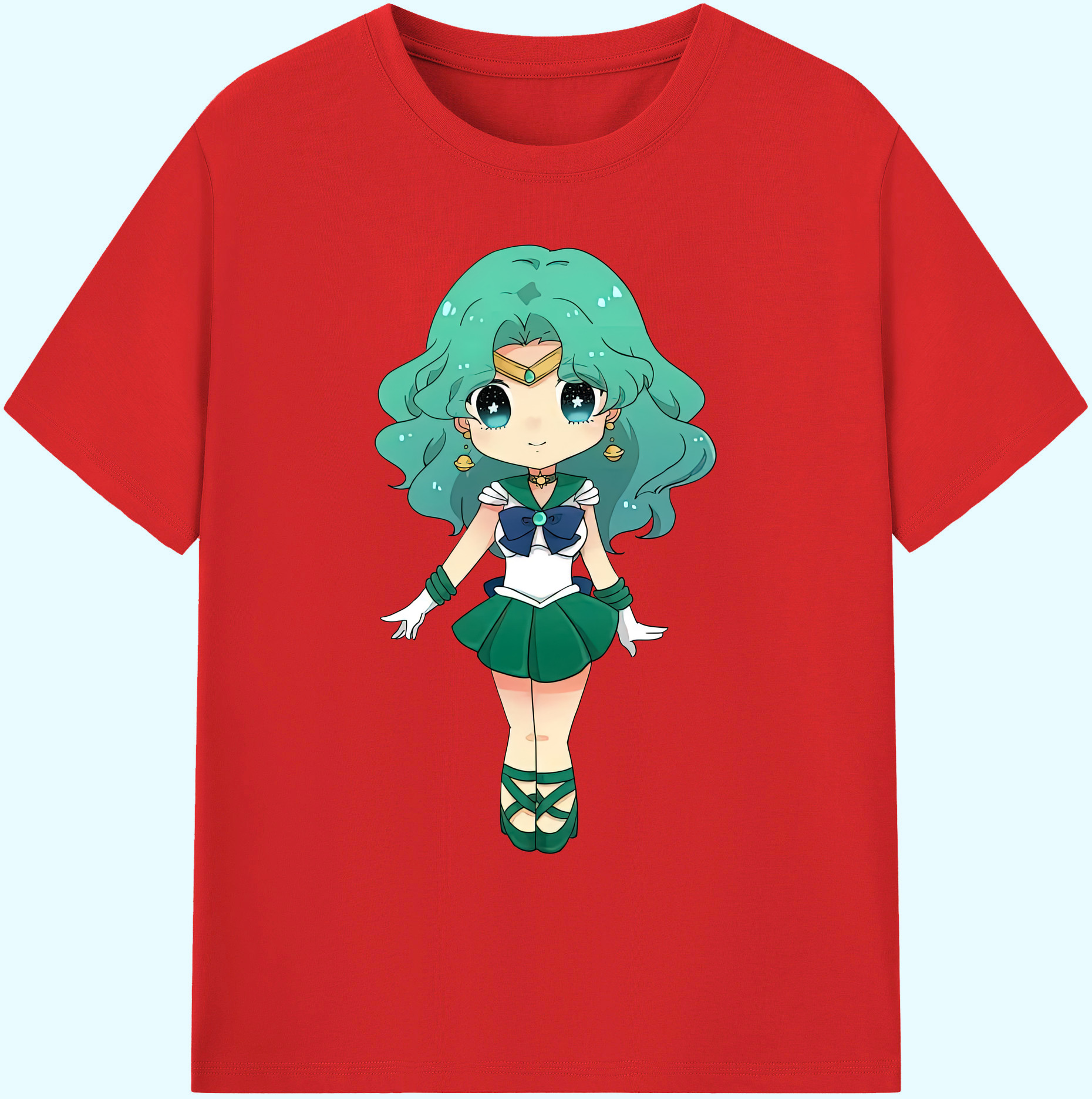 （画像用） 美少女戦士セーラームーン 海王 みちる（かいおう みちる） Sailor Moon Kaiou Michiru 綿100％ メンズ半袖Tシャツ｜肌触りやわらか＆通気性