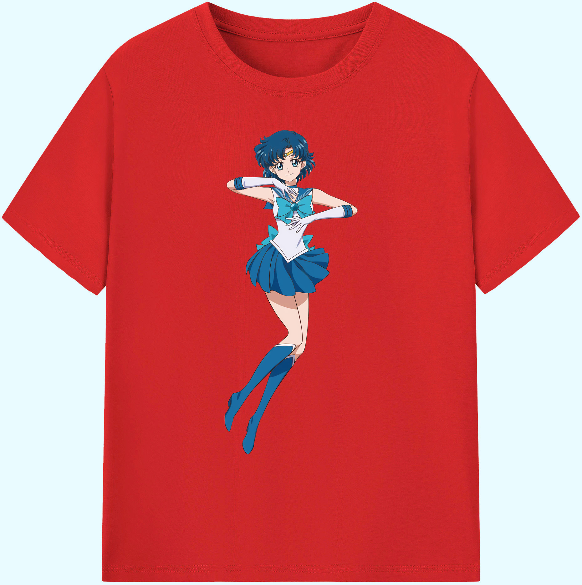 （画像用） 美少女戦士セーラームーン 水野 亜美 みずの あみ Sailor Moon Mizuno Ami 綿100％ メンズ半袖Tシャツ｜肌触りやわらか＆通気性