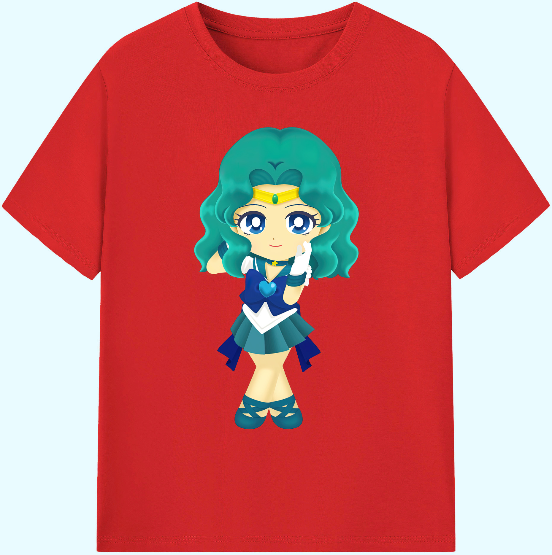 （画像用） 美少女戦士セーラームーン 海王 みちる（かいおう みちる） Sailor Moon Kaiou Michiru 綿100％ メンズ半袖Tシャツ｜肌触りやわらか＆通気性