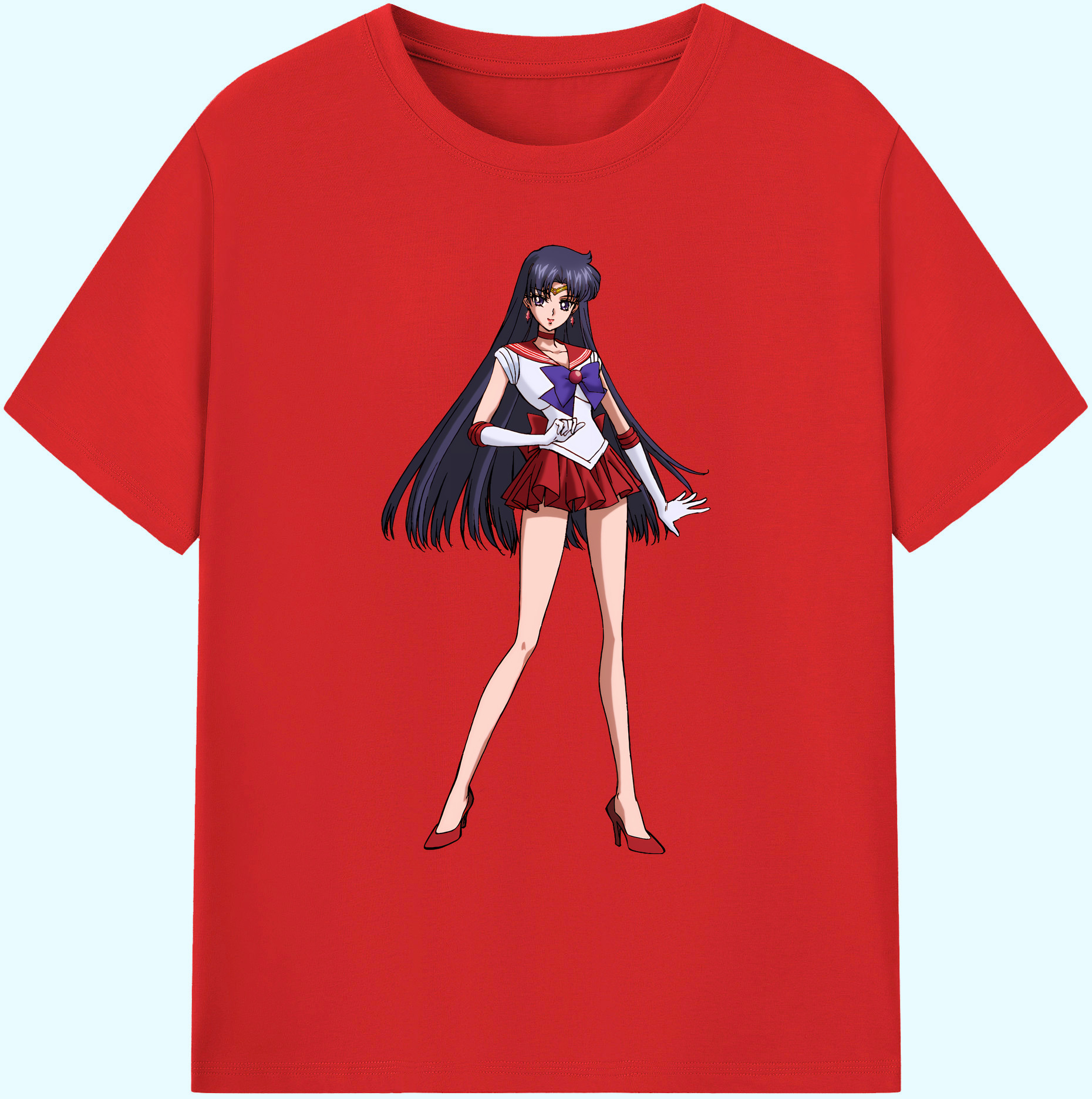 （画像用） 美少女戦士セーラームーン 火野レイ ひの レイ Sailor Moon Hino Rei （セーラーマーズ,Sailor Mars） 綿100％ メンズ半袖Tシャツ｜肌触りやわらか＆通気性