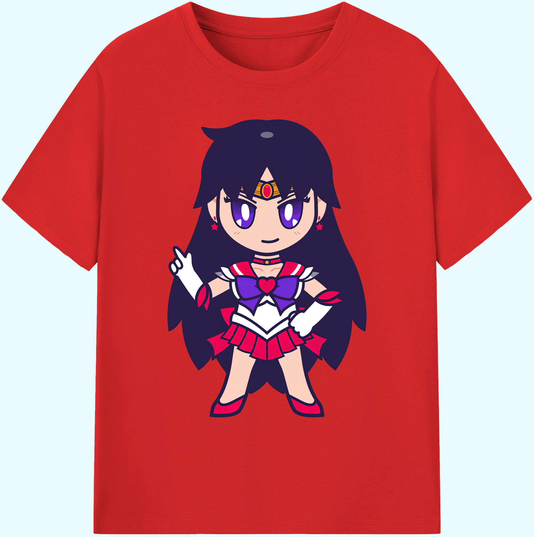 （画像用） 美少女戦士セーラームーン 火野レイ ひの レイ Sailor Moon Hino Rei （セーラーマーズ,Sailor Mars） 綿100％ メンズ半袖Tシャツ｜肌触りやわらか＆通気性