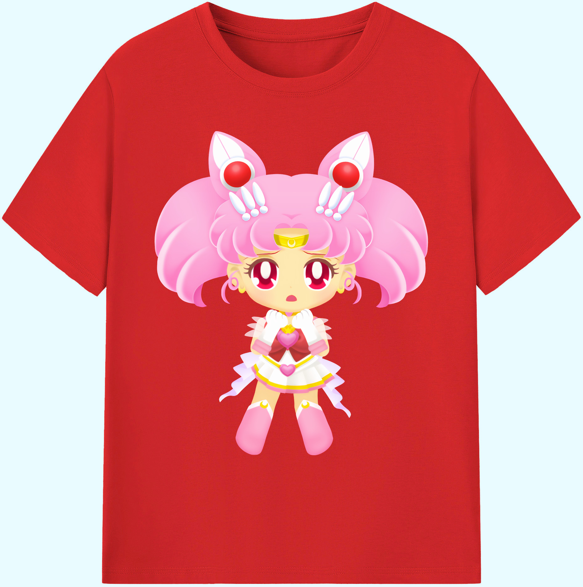 （画像用） 美少女戦士セーラームーン ちびうさ Sailor Moon Chibiusa Tsukino Usagi Small Lady Serenity 綿100％ メンズ半袖Tシャツ｜肌触りやわらか＆通気性