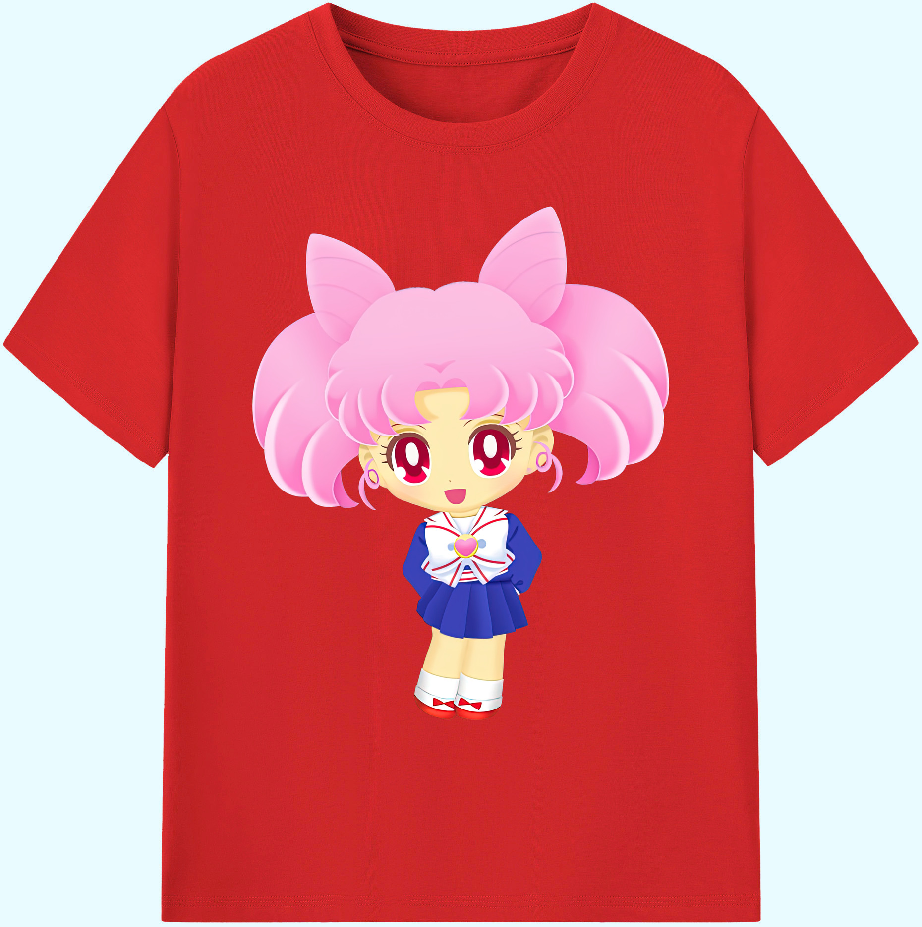 （画像用） 美少女戦士セーラームーン ちびうさ Sailor Moon Chibiusa Tsukino Usagi Small Lady Serenity 綿100％ メンズ半袖Tシャツ｜肌触りやわらか＆通気性