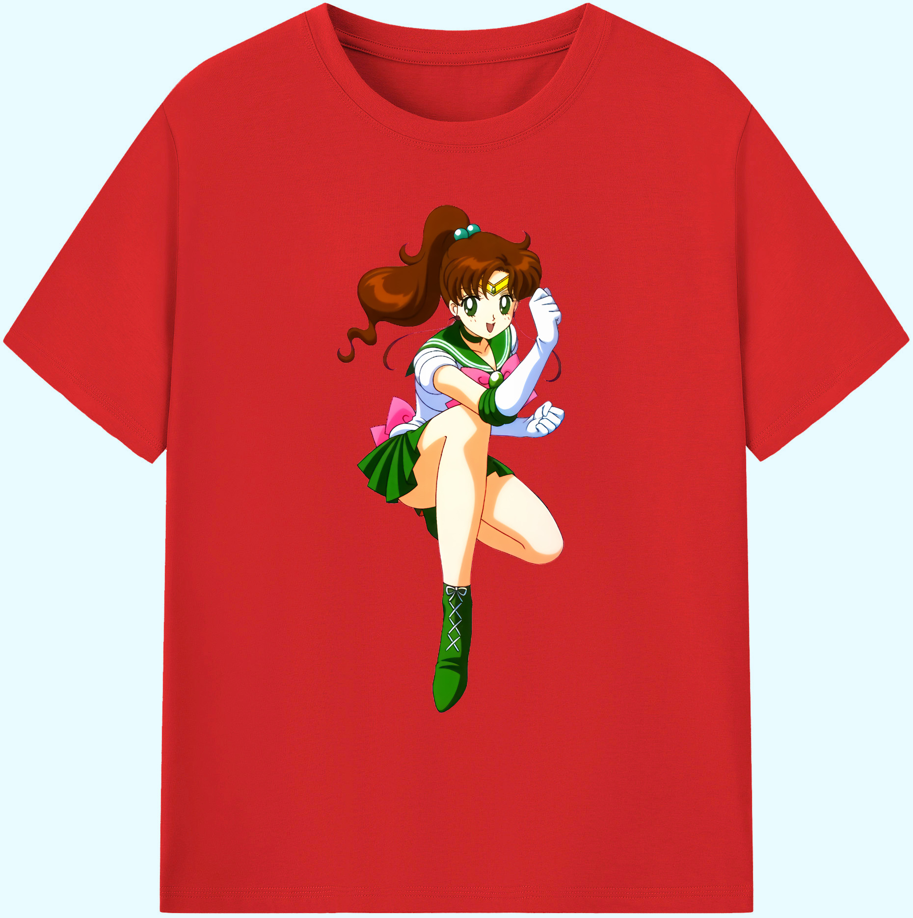 （画像用） 美少女戦士セーラームーン 木野 まこと きの まこと Sailor Moon Kino Makoto （セーラージュピター；Sailor Jupiter） 綿100％ メンズ半袖Tシャツ｜肌触りやわらか＆通気性