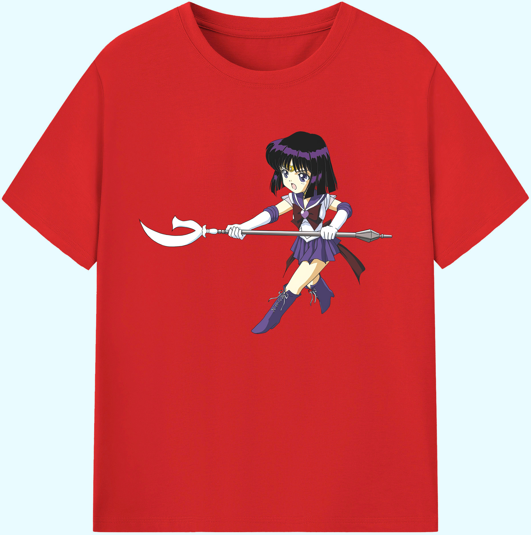 （画像用） 美少女戦士セーラームーン 土萠ほたる Sailor Moon Tomoe Hotaru （セーラーサターン；Sailor Saturn） 綿100％ メンズ半袖Tシャツ｜肌触りやわらか＆通気性