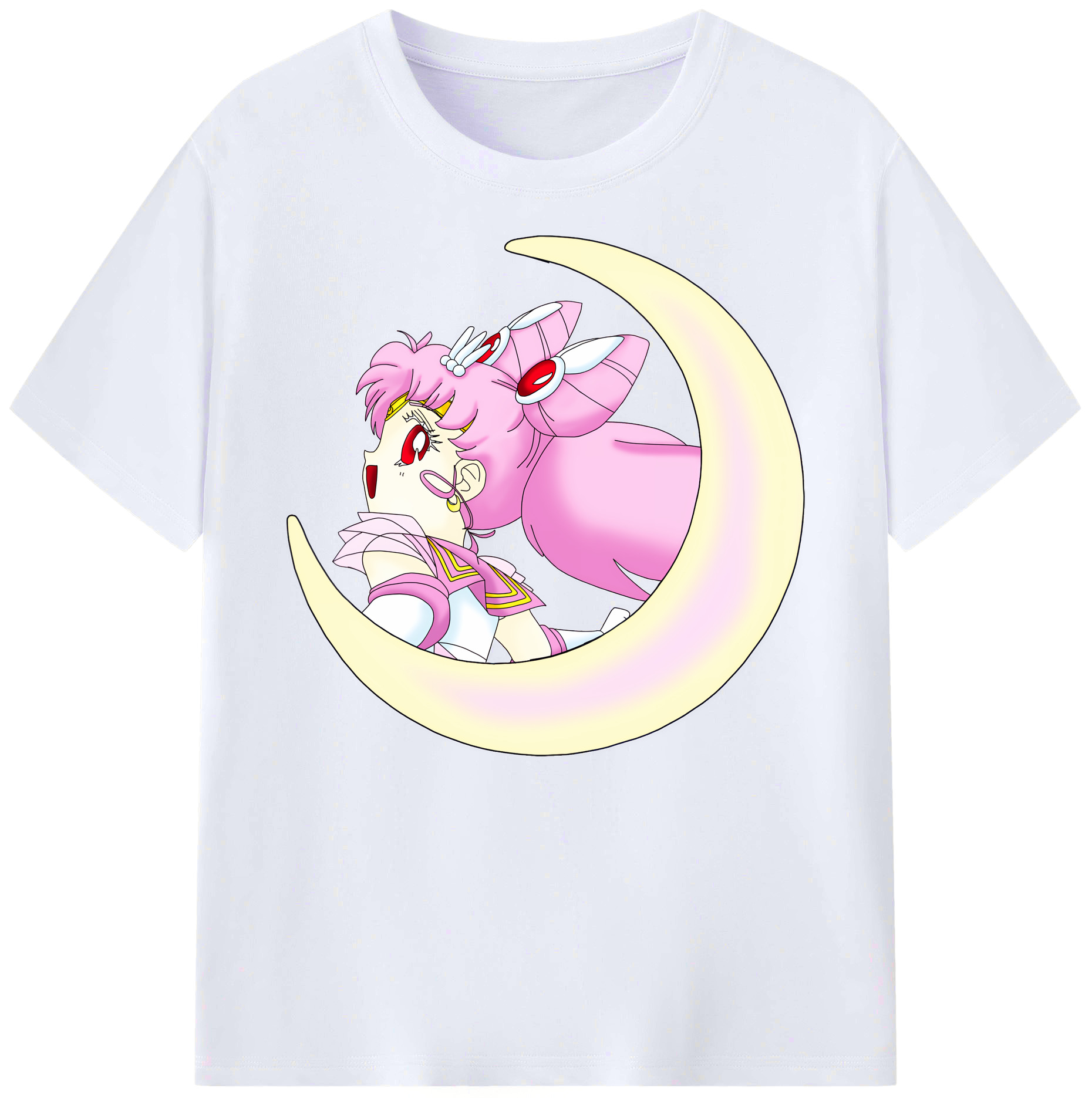 （画像用） 美少女戦士セーラームーン ちびうさ Sailor Moon Chibiusa Tsukino Usagi Small Lady Serenity 綿100％ メンズ半袖Tシャツ｜肌触りやわらか＆通気性
