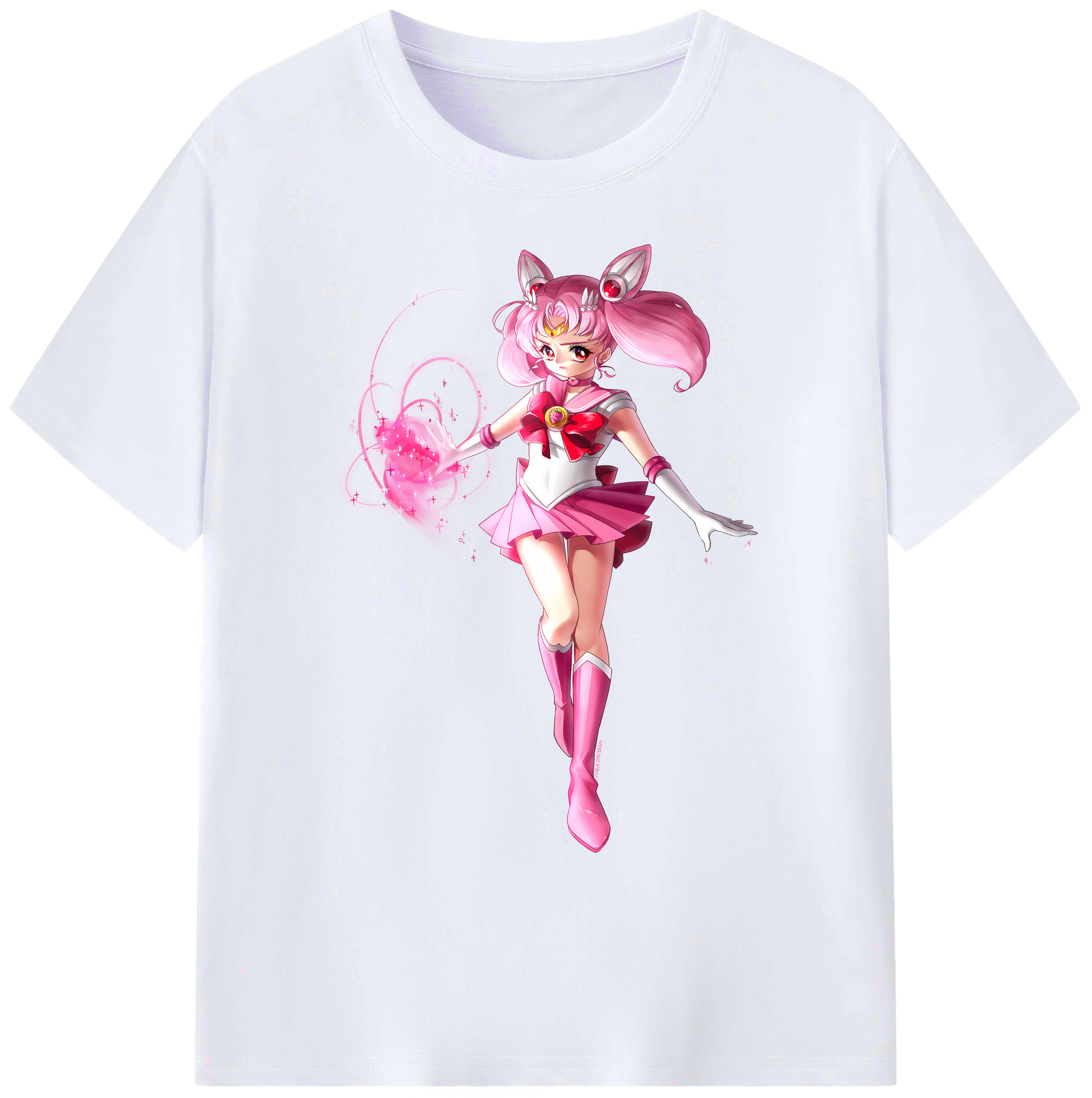（画像用） 美少女戦士セーラームーン ちびうさ Sailor Moon Chibiusa Tsukino Usagi Small Lady Serenity 綿100％ メンズ半袖Tシャツ｜肌触りやわらか＆通気性