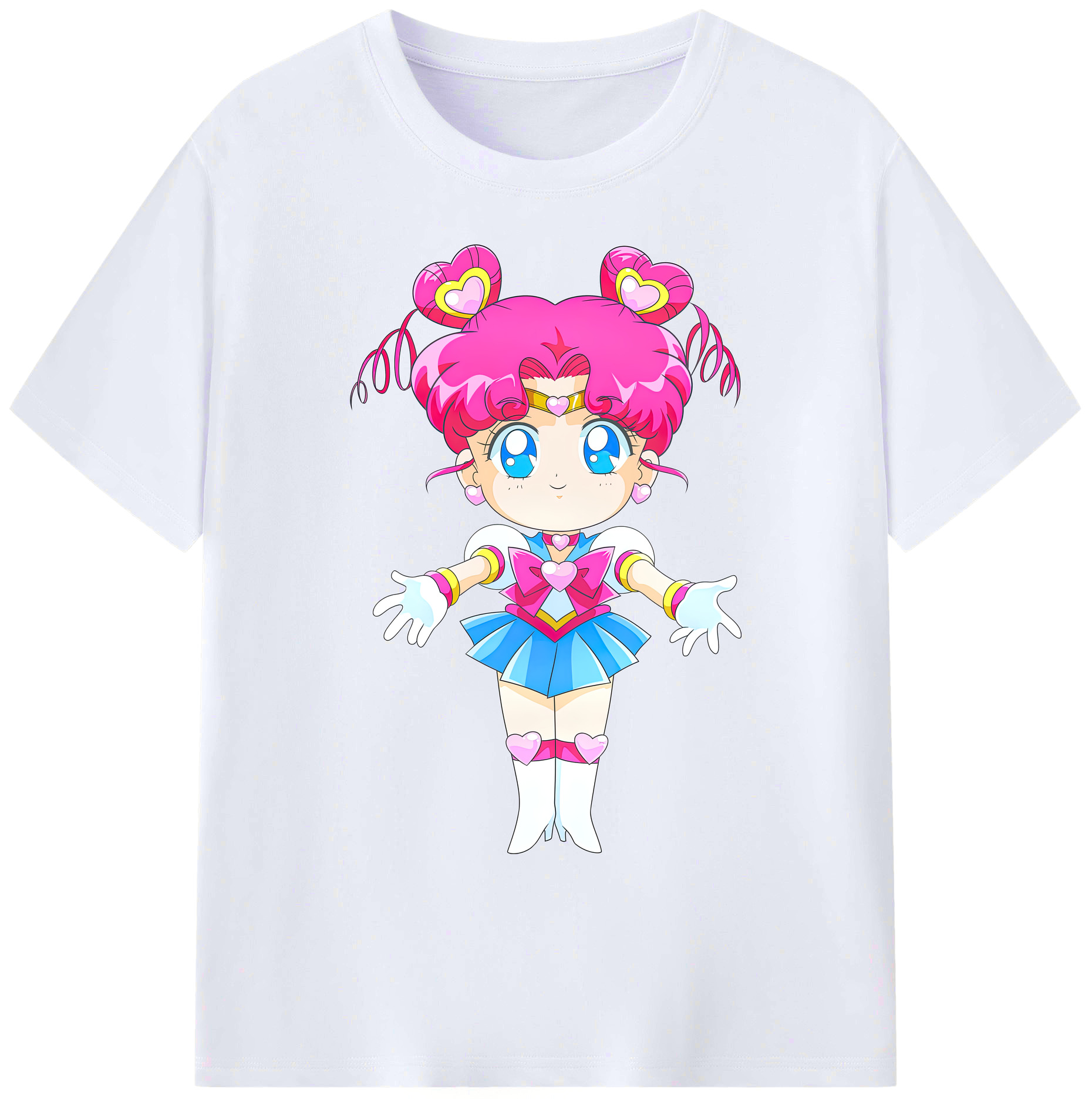 （画像用） 美少女戦士セーラームーン ちびうさ Sailor Moon Chibiusa Tsukino Usagi Small Lady Serenity 綿100％ メンズ半袖Tシャツ｜肌触りやわらか＆通気性