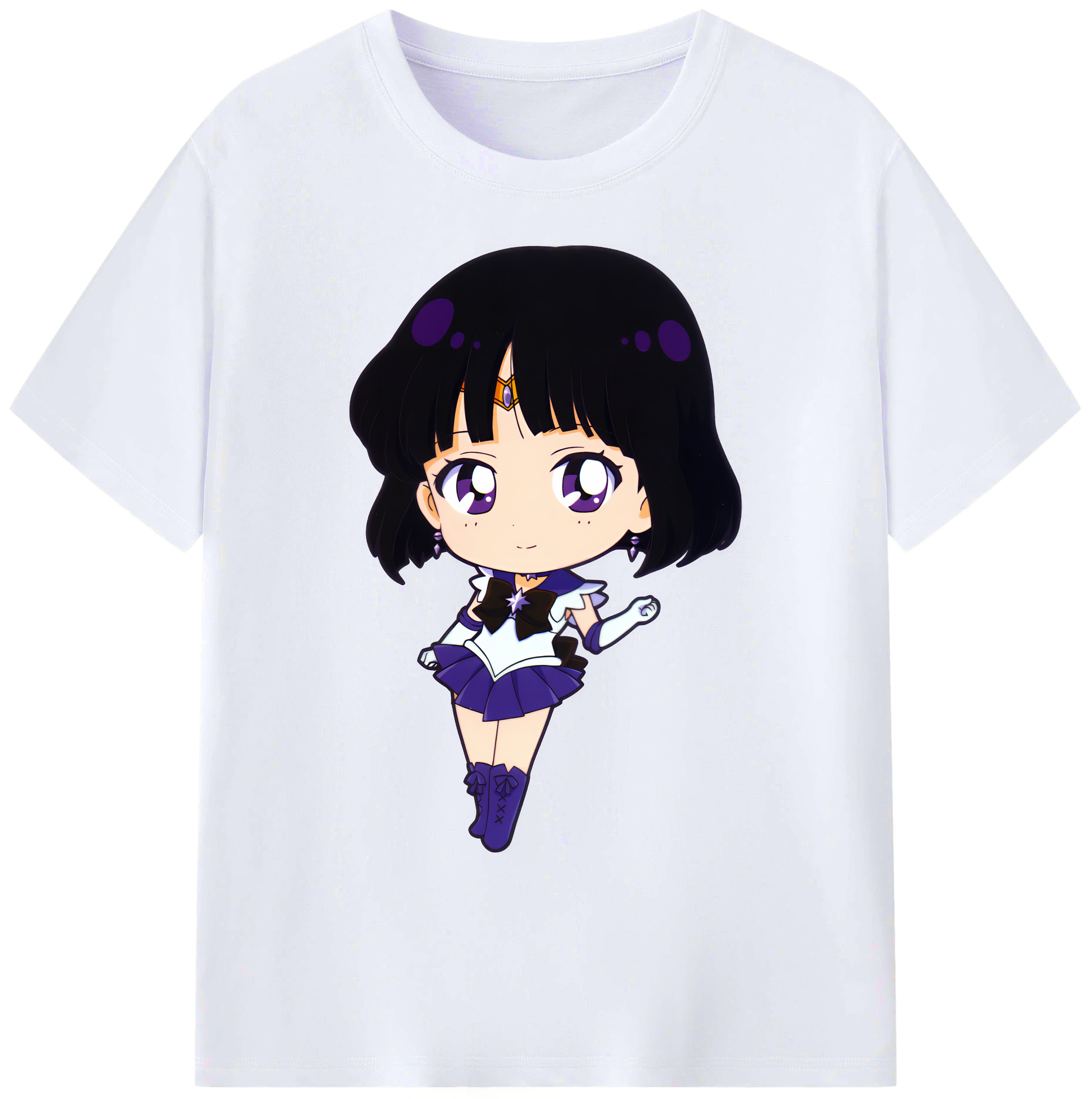 （画像用） 美少女戦士セーラームーン 土萠ほたる Sailor Moon Tomoe Hotaru （セーラーサターン；Sailor Saturn） 綿100％ メンズ半袖Tシャツ｜肌触りやわらか＆通気性