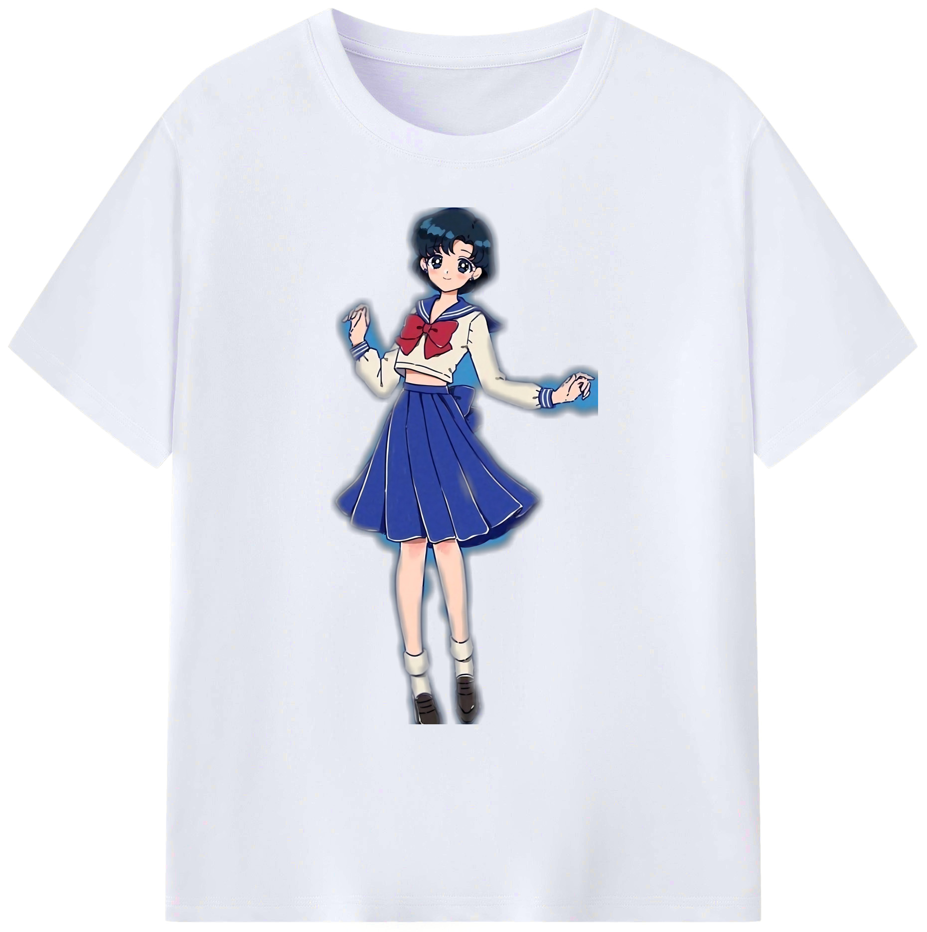 （画像用） 美少女戦士セーラームーン 水野 亜美 みずの あみ Sailor Moon Mizuno Ami 綿100％ メンズ半袖Tシャツ｜肌触りやわらか＆通気性