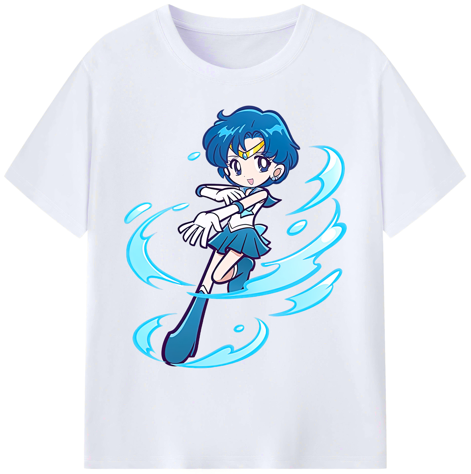 （画像用） 美少女戦士セーラームーン 水野 亜美 みずの あみ Sailor Moon Mizuno Ami 綿100％ メンズ半袖Tシャツ｜肌触りやわらか＆通気性