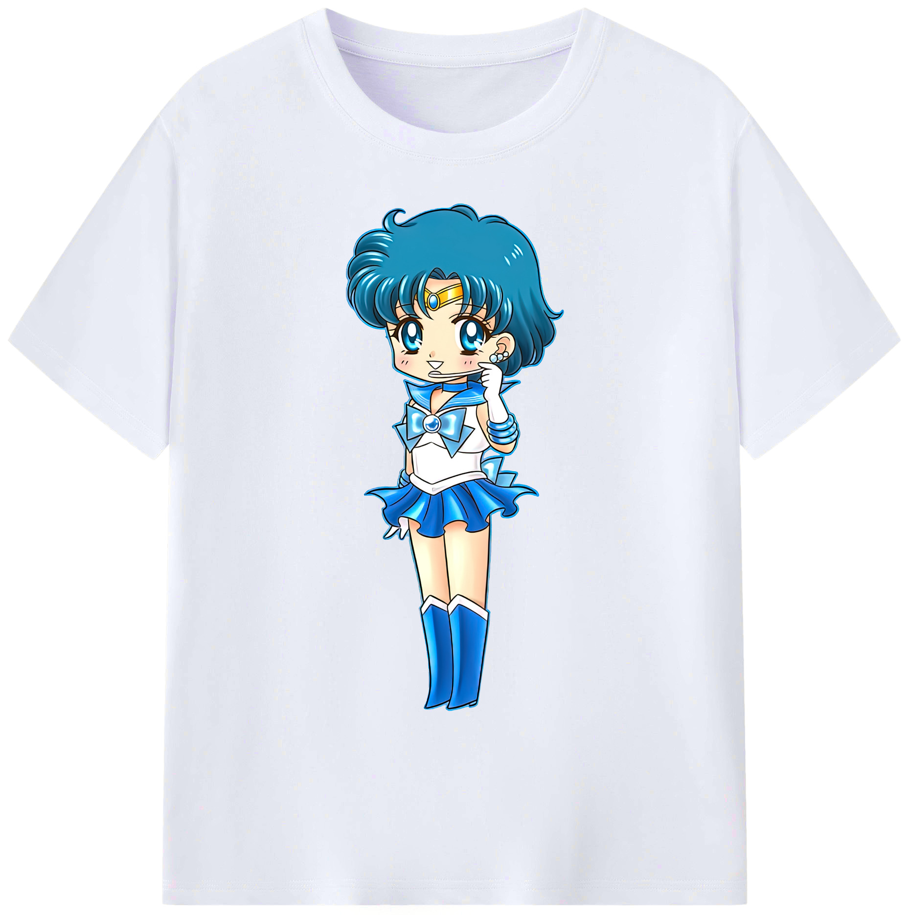 （画像用） 美少女戦士セーラームーン 水野 亜美 みずの あみ Sailor Moon Mizuno Ami 綿100％ メンズ半袖Tシャツ｜肌触りやわらか＆通気性